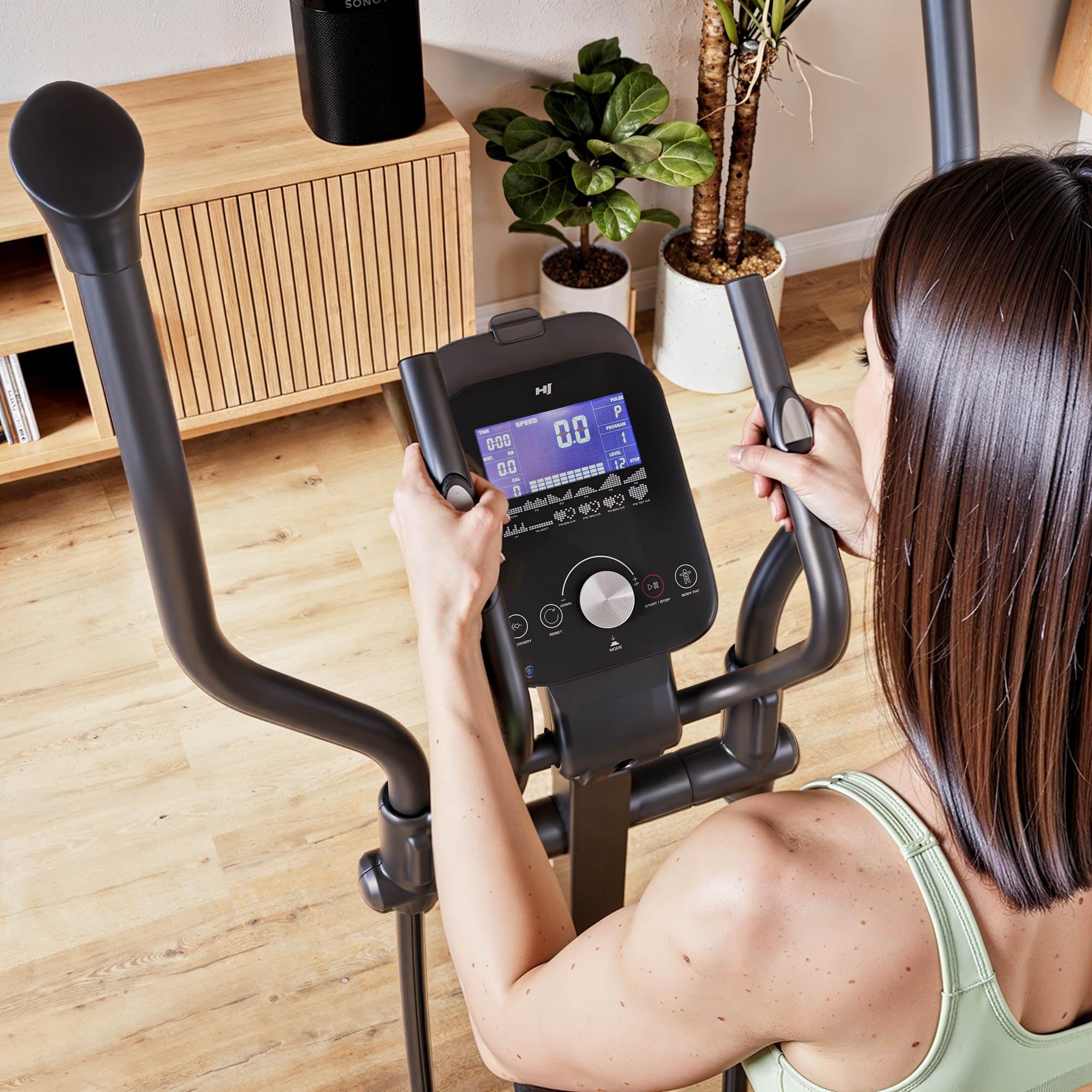 HOP-Sport® Vélo elliptique d'Appartement APP Connecté HS-5000C Rayner, Machine Elliptique d’Appartement, 32 Niveaux de Résistance et Capteurs de Pouls, Charge Max. 130 kg