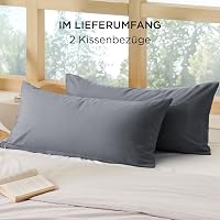 Bedsure set 2 fețe de pernă din bumbac cu fermoar 40 x 80 cm gri antracit respirabile durabile Oeko-Tex 6