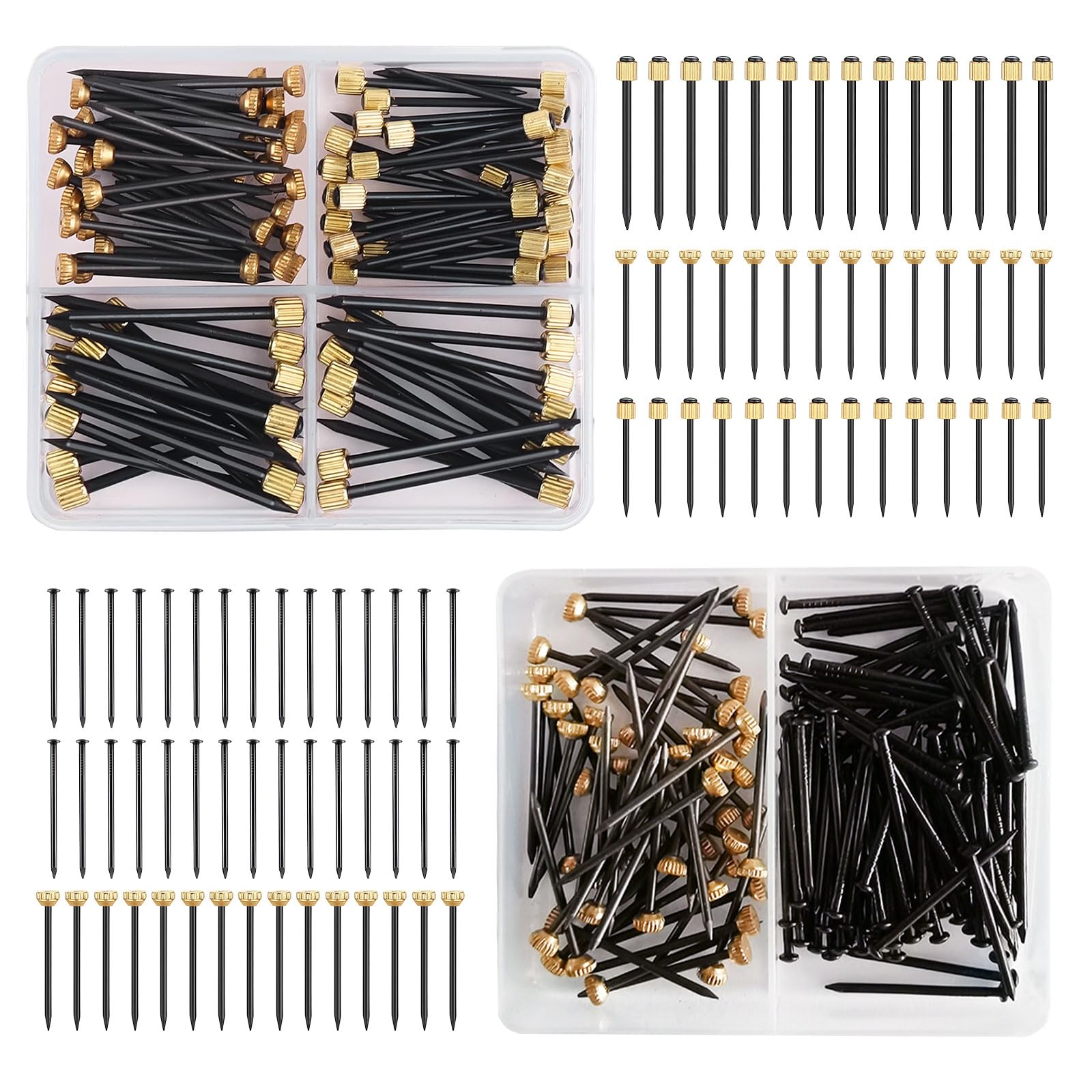 240 Pcs Picture Pins Brass Head Picture Hanging Nails of Various Sizes Metal Head Nail for Hanging Pictures, Photo, Frame