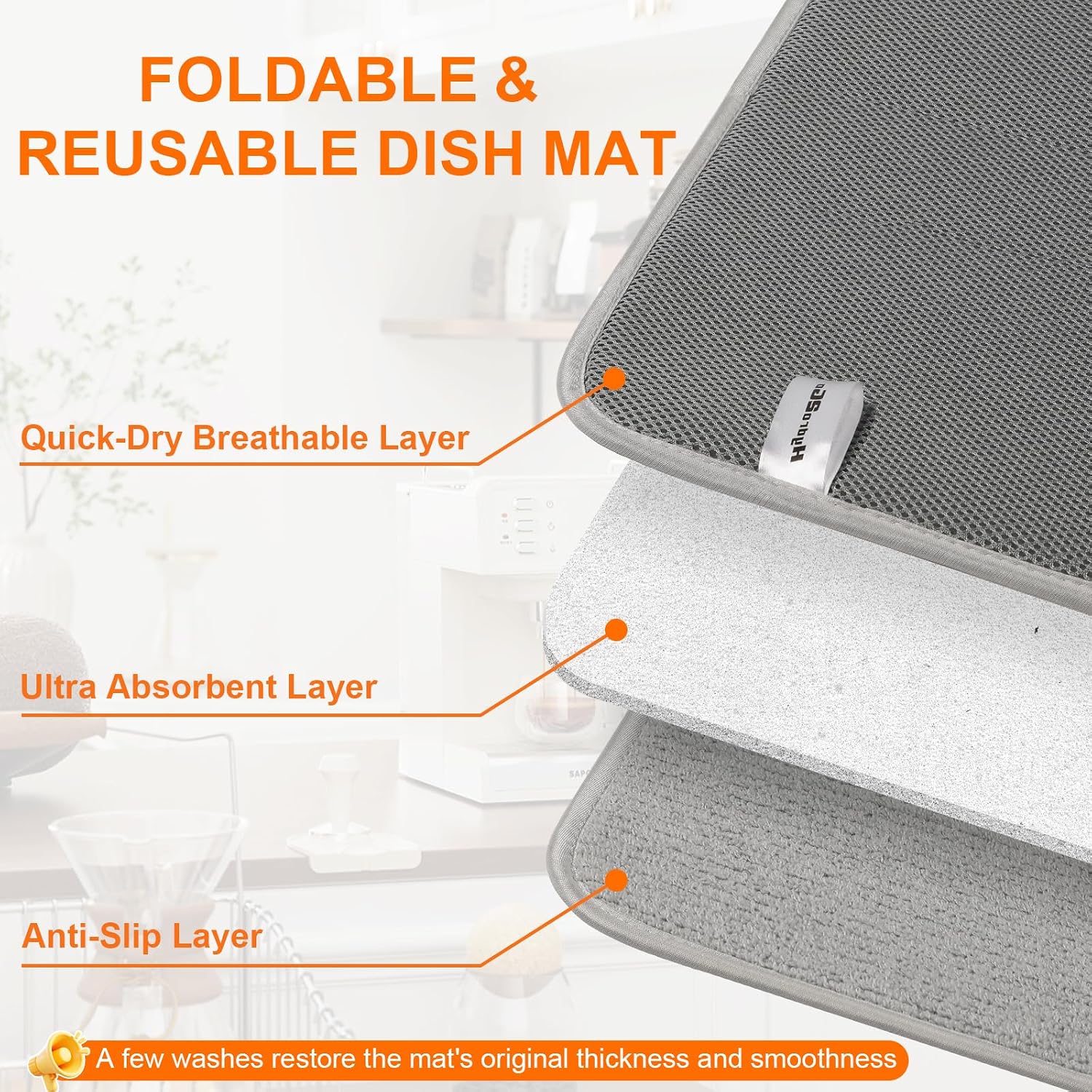 Dish Drying Mat 24 x 17 in, Large Microfiber Drying Mats