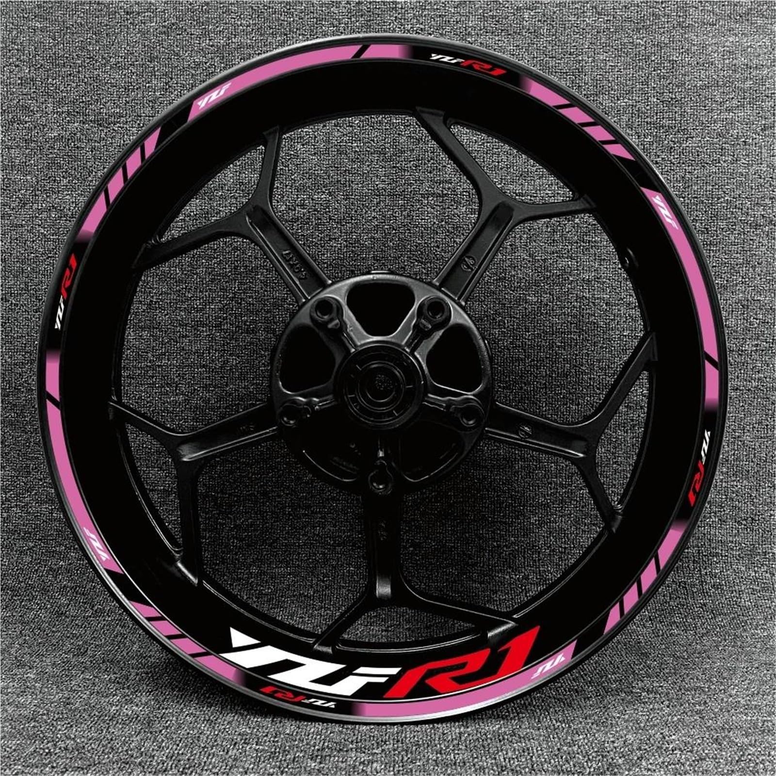Abziehbild Motorradzubehör, Felgenmodifikation, Reflektierende Aufkleber, Reflektierender Motorrad-Felgennabenaufkleber Für Yamaha YZFR1(Pink)