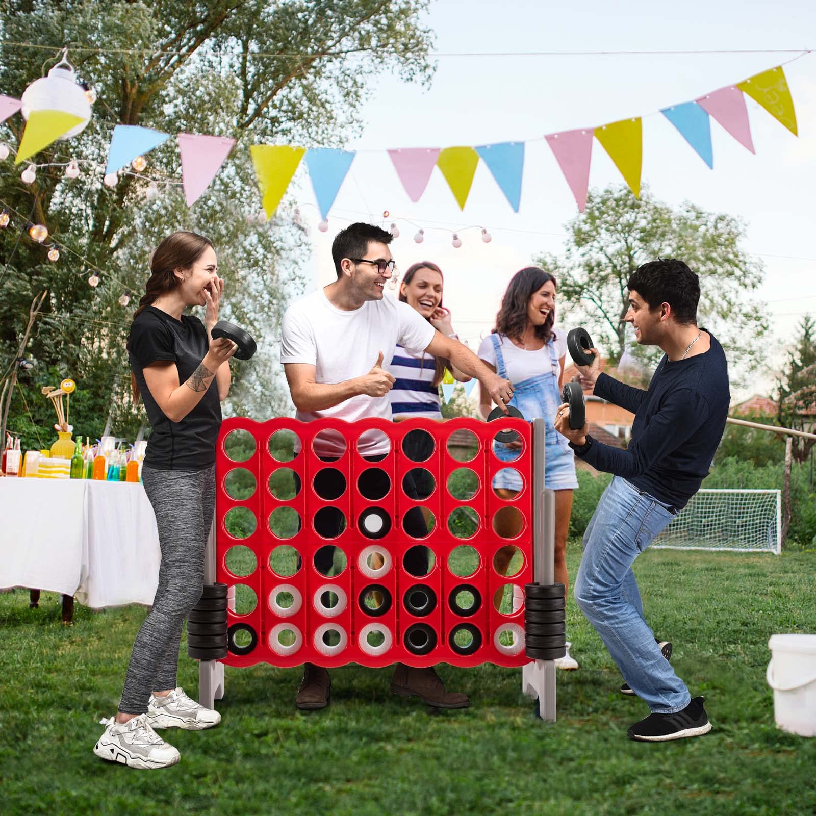 HOMASIS Jeu Géant 4 Gagnants avec 42 Anneaux et Curseurs