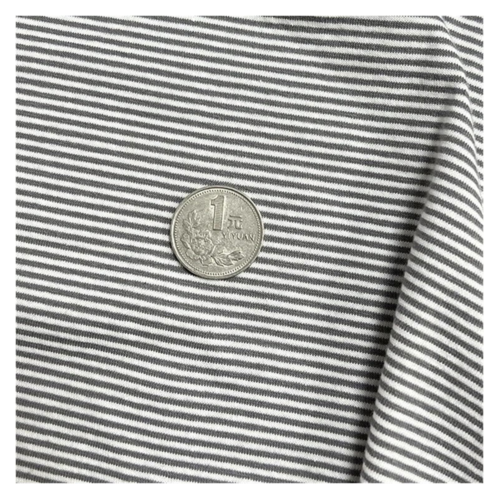 Tela a Rayas por Metros Algodón Tejido de punto a rayas | Elástico de algodón puro de 1mm for coser ropa, telas hechas a mano DIY(Bdby093,50cm 170cm)