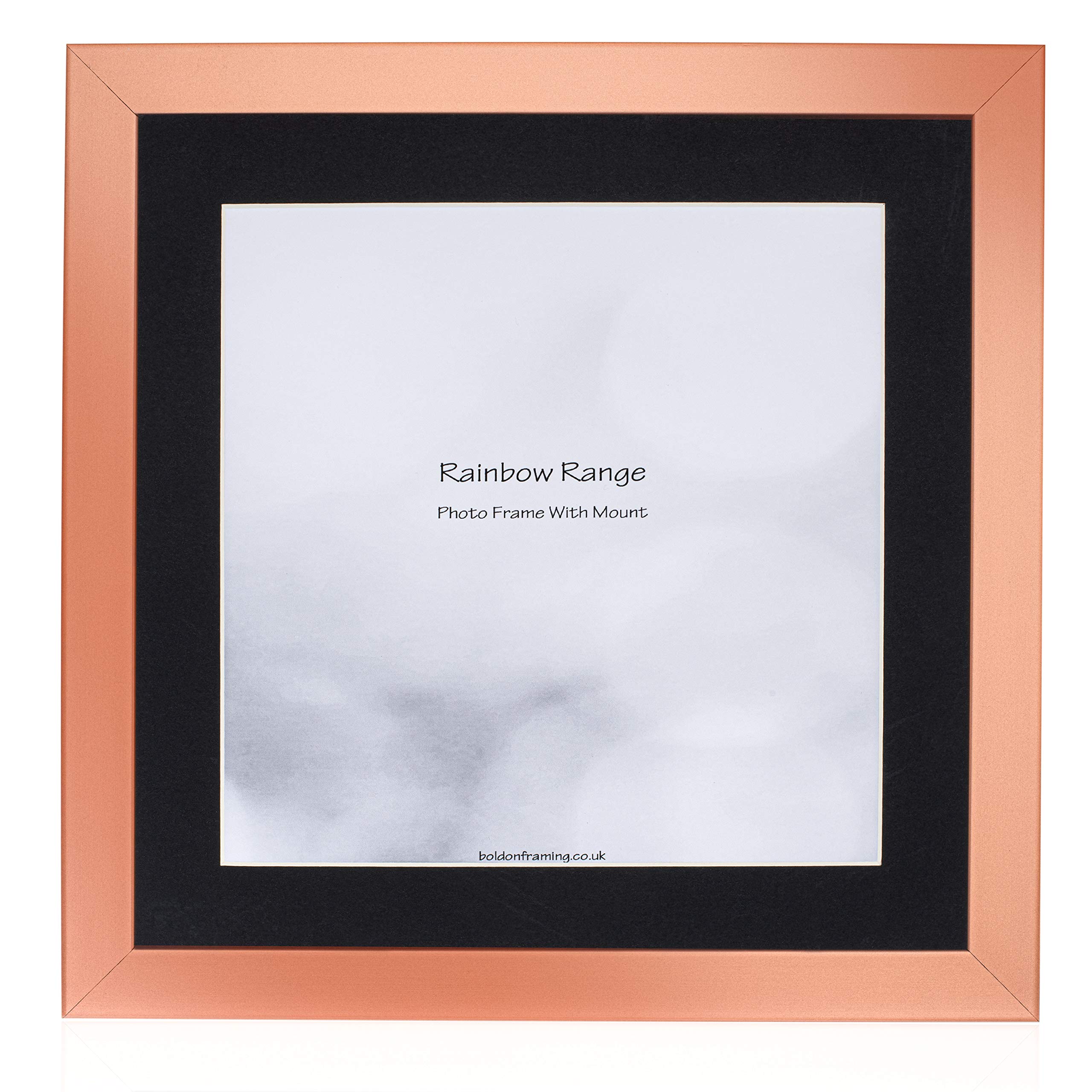 Boldon Framing - Rose Gold, Square Thin Photo Frame in Solid Wood with Black Wall Mount, 40x40cm- Pic Size 30x30cm