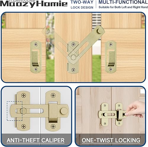 Miniatura 4 de Pestillos de puerta abatible de 4 pulgadas, pestillo de cerradura de puerta de granero abatible de 180 grados, pestillo deslizante de acero