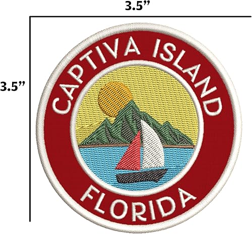 Miniatura 2 de Captiva Island Florida - Parche bordado de primera calidad para planchar o coser, aplique bordado, color: rojo, náutico, mar, océano, criaturas,