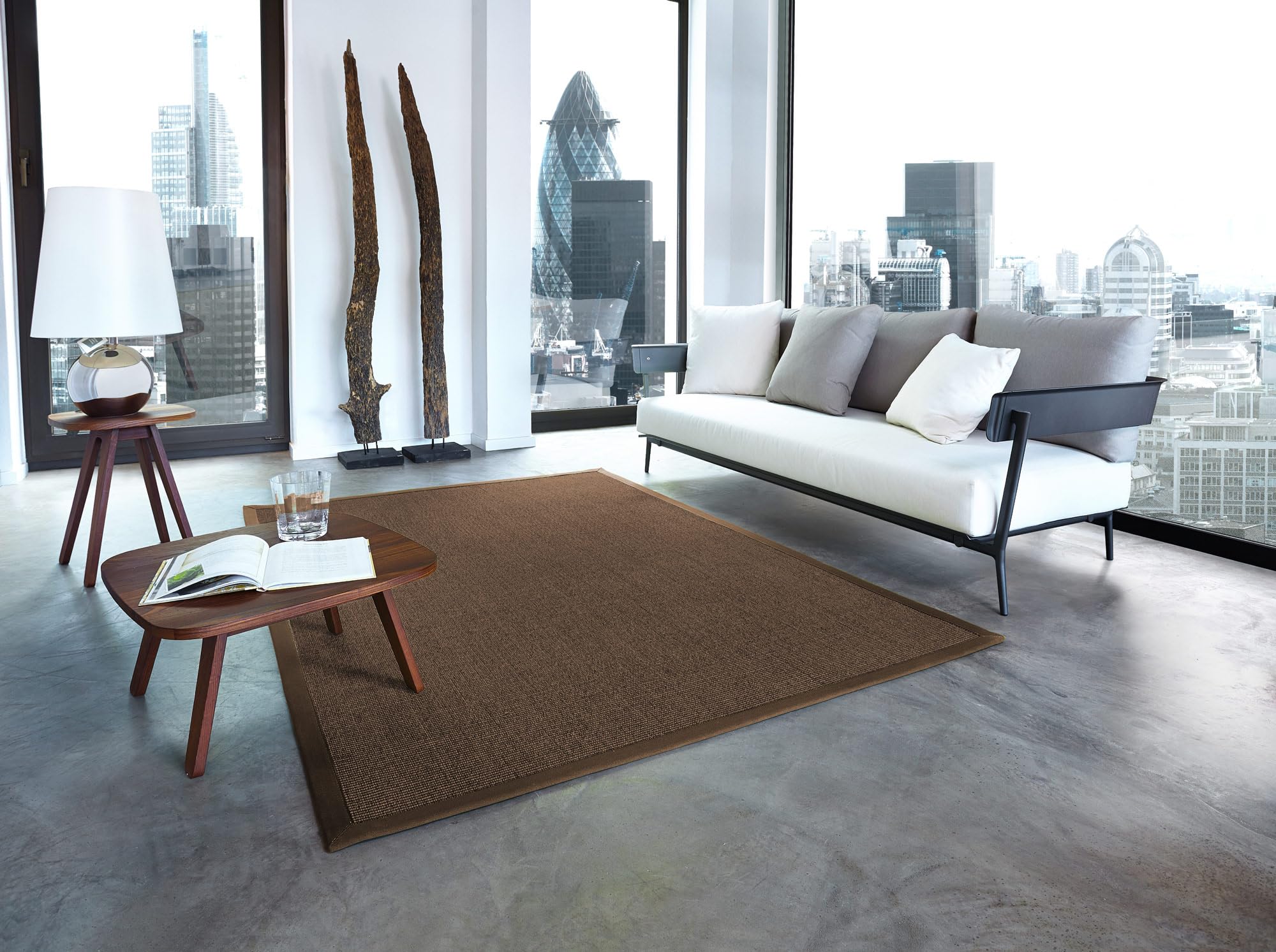 Astra Sisalteppich Manaus - 100% Naturfaser Teppich aus Sisal, robust & rutschfest, fußbodenheizungsgeeignet, ideal für Wohnzimmer, Flur & Büro Dunkelbraun/Coffee 80x200cm
