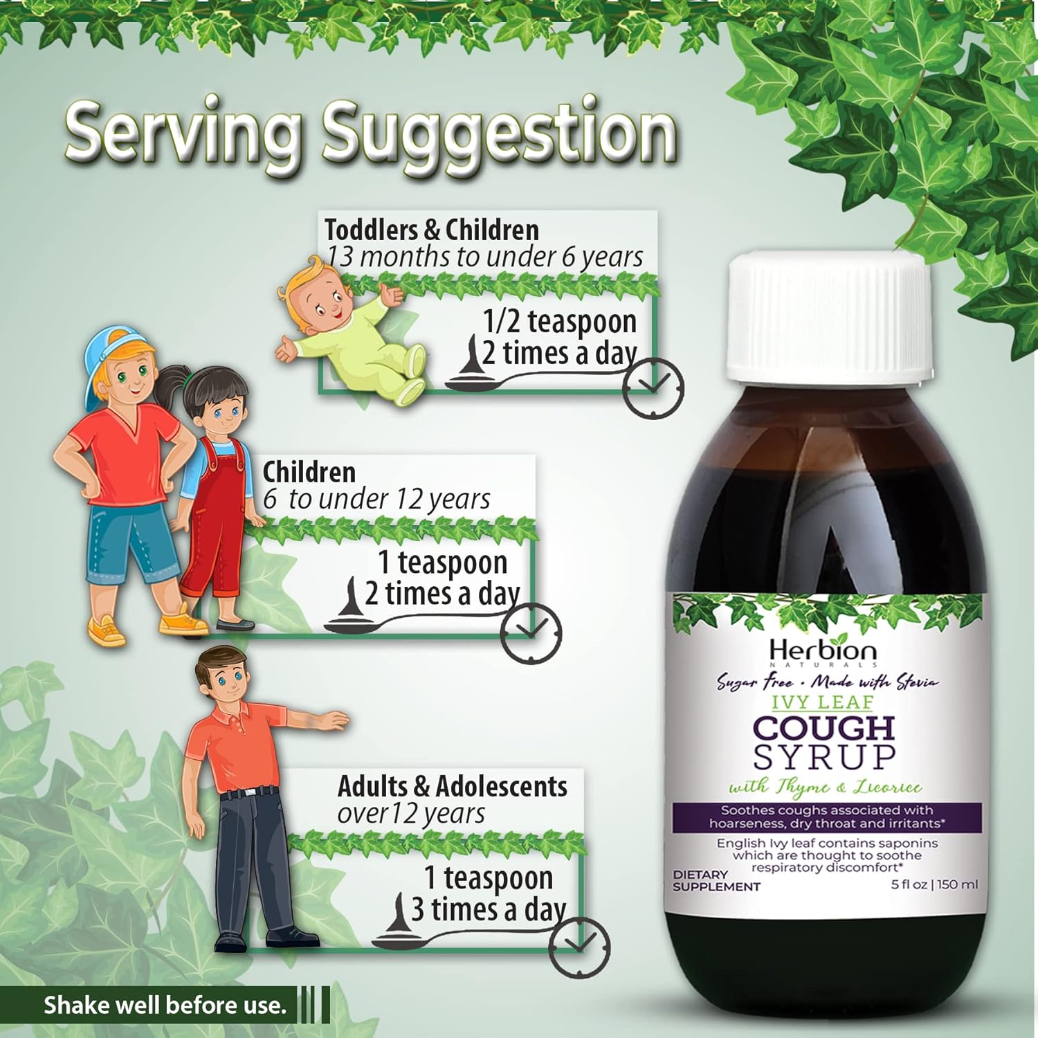 Herbion Naturals Ivy Leaf Cough Syrup Soothes Throat and Relieves