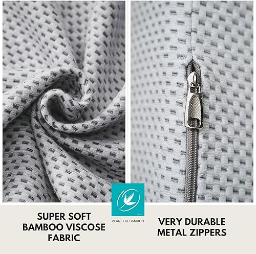 Miniatura 9 de Funda de almohada de cuña de repuesto de bambú (24 x 24 x 7 pulgadas) con cremallera, absorbe el sudor, absorbe la humedad, sin olor (negro)