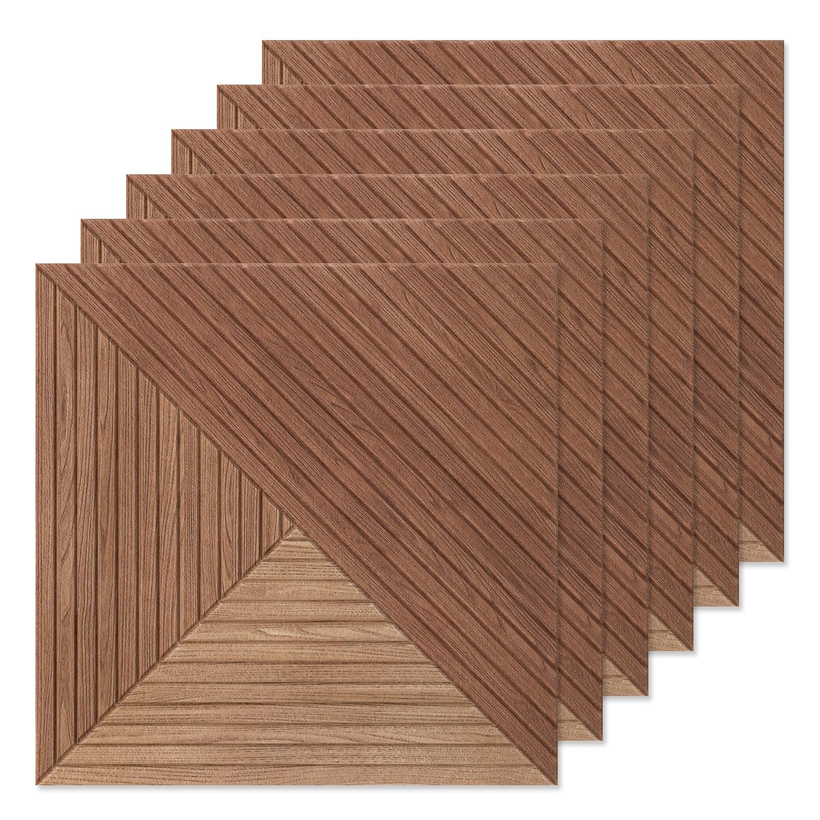 Pannello da parete a doghe acustiche, autoadesivo, confezione da 6 pannelli fonoassorbenti ad alta densità, pannelli fonoassorbenti in fibra per pareti, studi, casa, ufficio, 60 x 60 x 0,9 cm