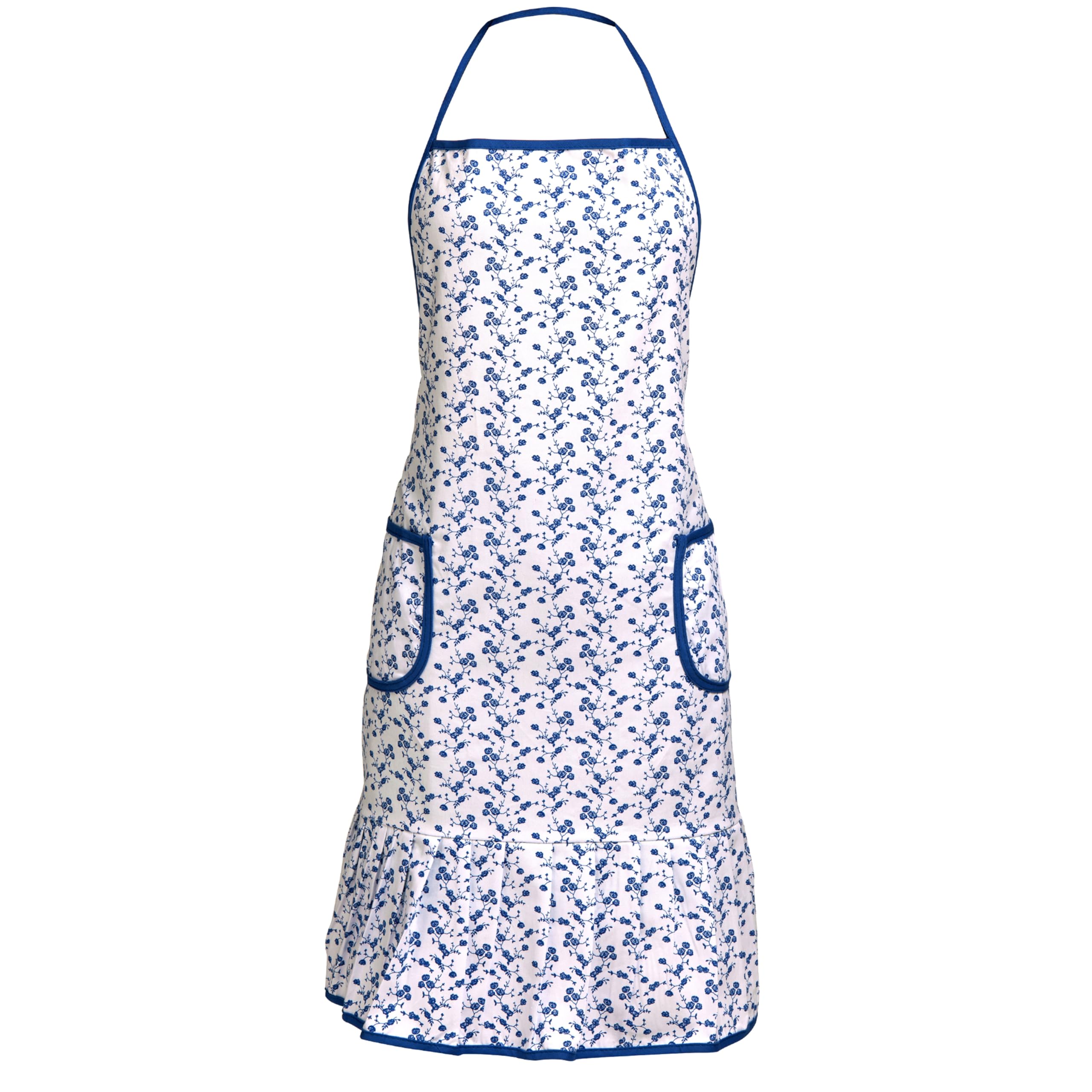 Orsina Blue Rose ApronClassic Blue Floral Pattern With Adjustable Neck StrapProtects Clothes During Cooking, from B&Q