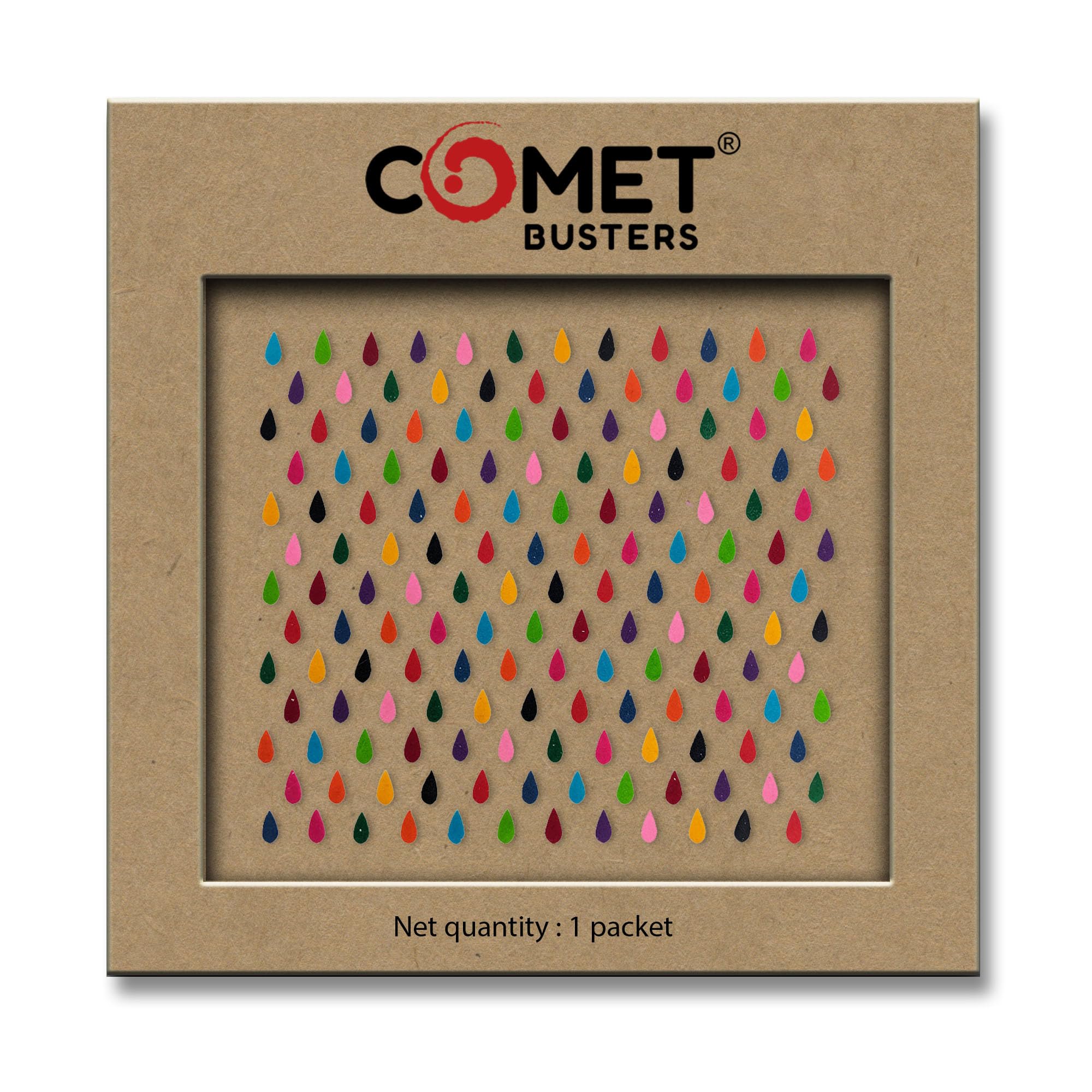 comet busters® multicolor teardrop shape bindis for women & girls – 7mm plain bindi – reusable forehead bindis– (156 bindis) (cbin1734)