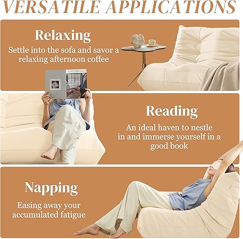 Miniatura 6 de Puf, sofá biplaza para adultos, puf de 2 plazas para adolescentes con espuma de alta resistencia, puff de espuma viscoelástica para sala de estar,