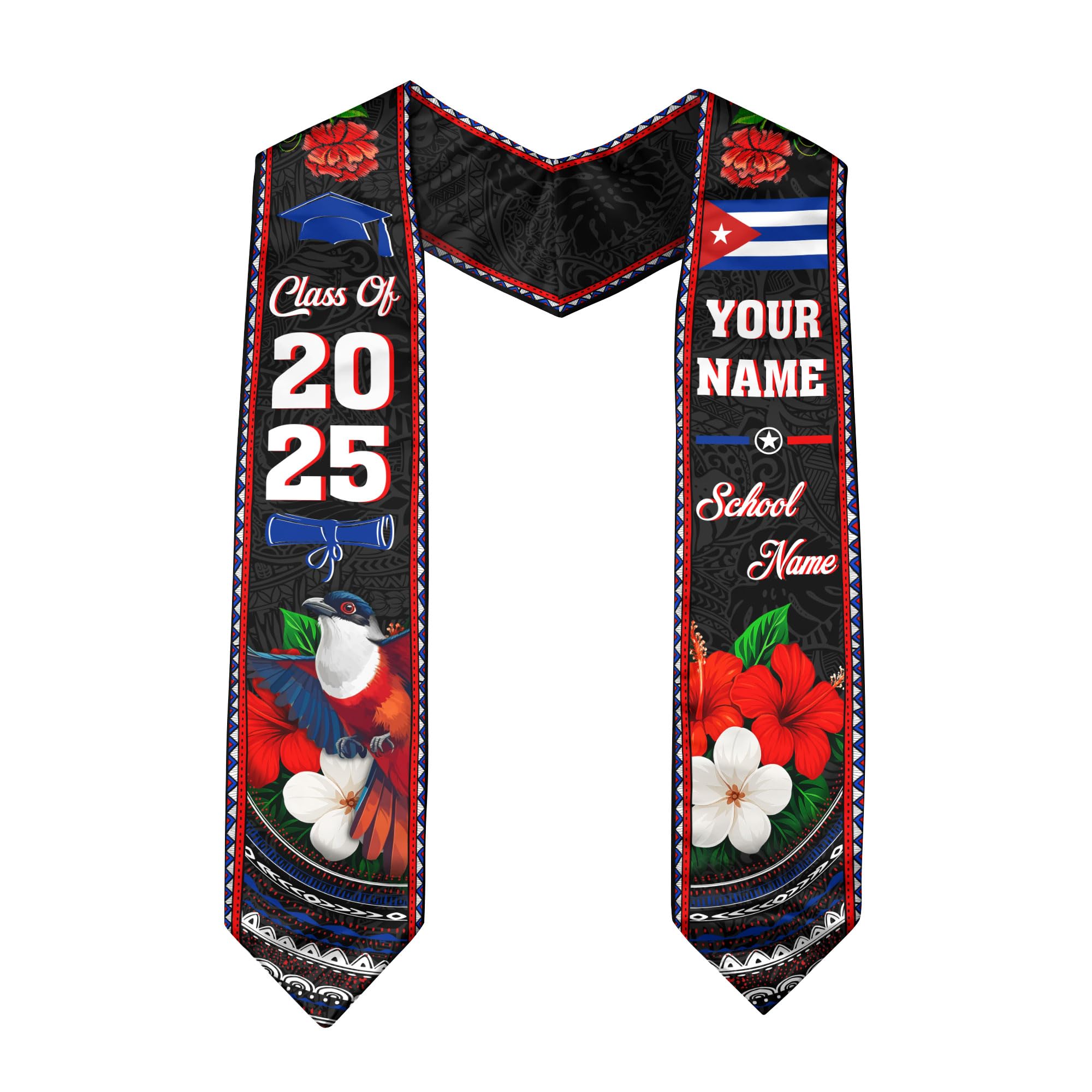Custom Cubans American Flag Graduation 2025, Customized Cuba Graduation Sash 2025, Cuban Stole, Class of 2025 1