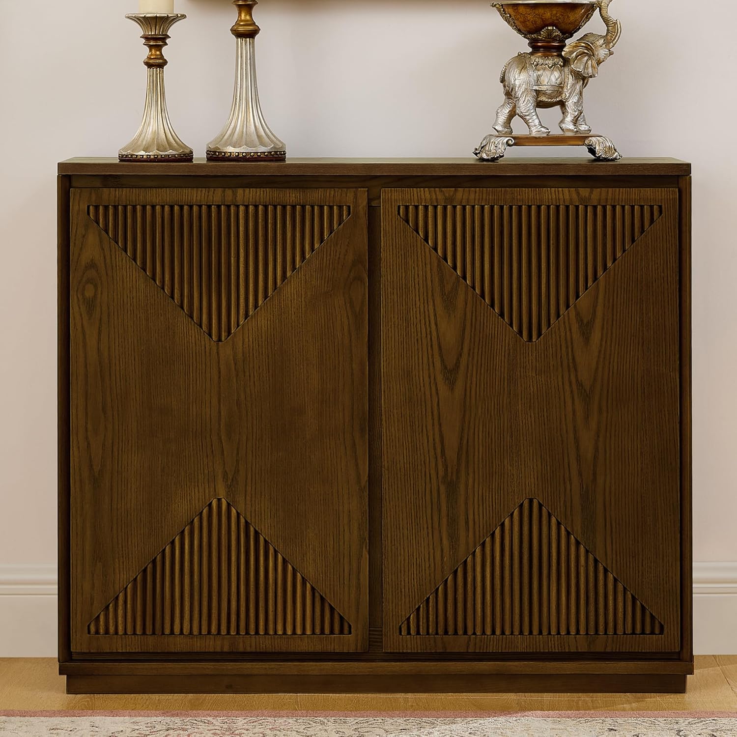 Amposei Mid Century Modern Small Sideboard Cabinet 39-Inch Narrow Dining Buffet Coffee Bar Accent Storage Cabinet for Living Room Hallway Entryway, Brown