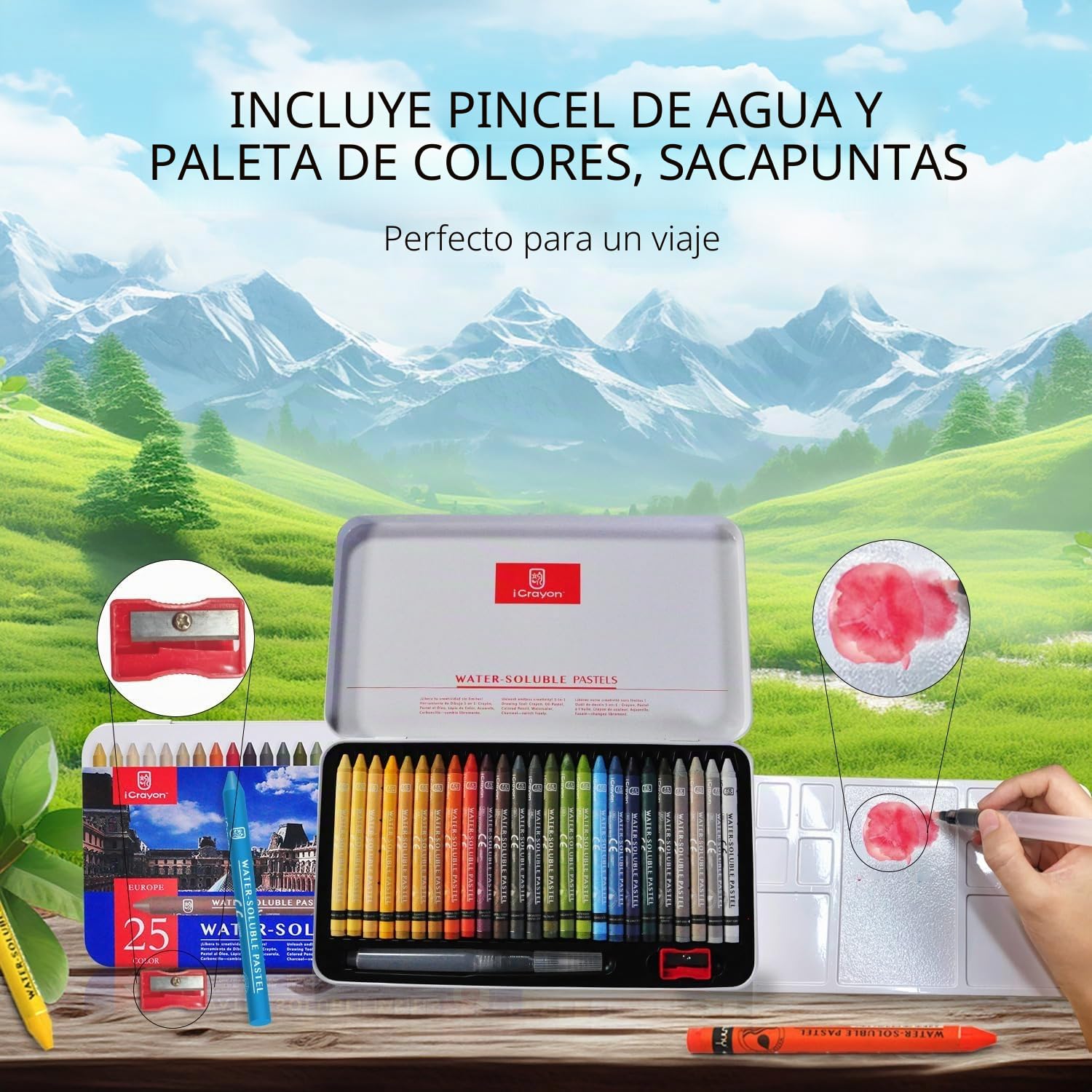 iCrayon Pasteles solubles en agua, 25 colores (Europa)