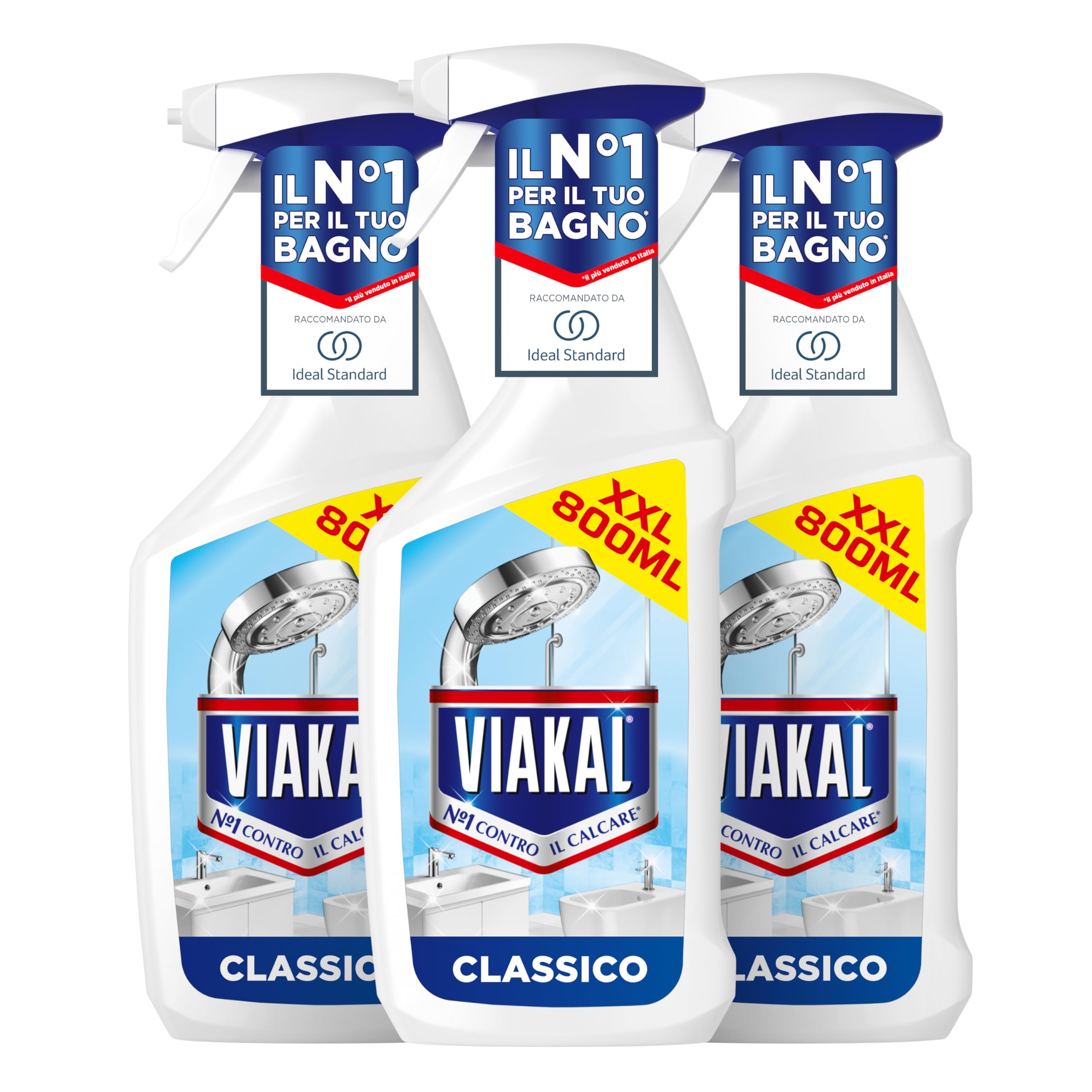 Viakal Classico Spray Per Rimuovere Fino Al 100% Di Calcare Con Tecnologia Anti-gocce (Confezione da 3)
