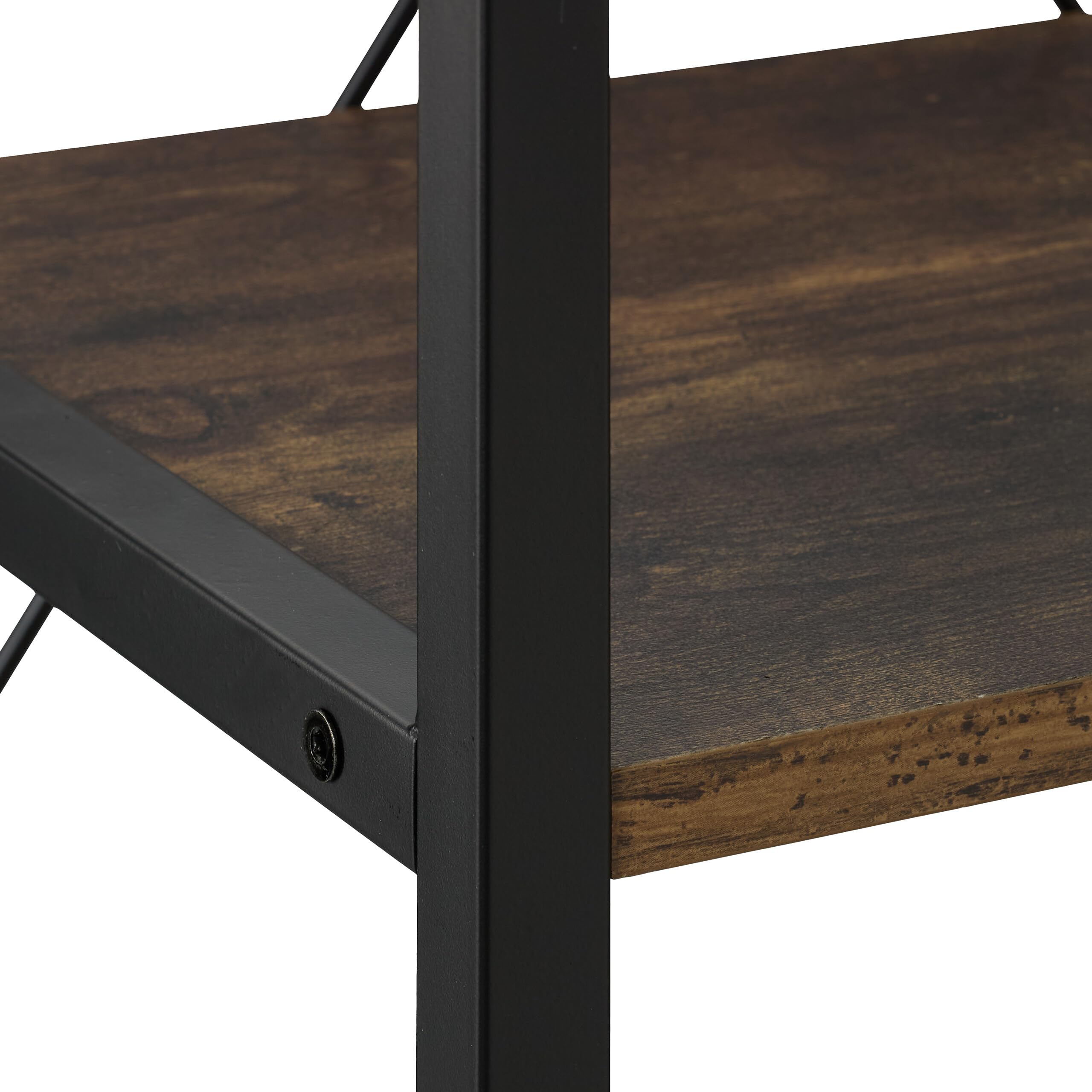 Relaxdays Scaffale Libreria in Stile Industrial, 6 Ripiani, Mobile da Salotto o Cucina, HLP: 180x50x35 cm, Nero Marrone