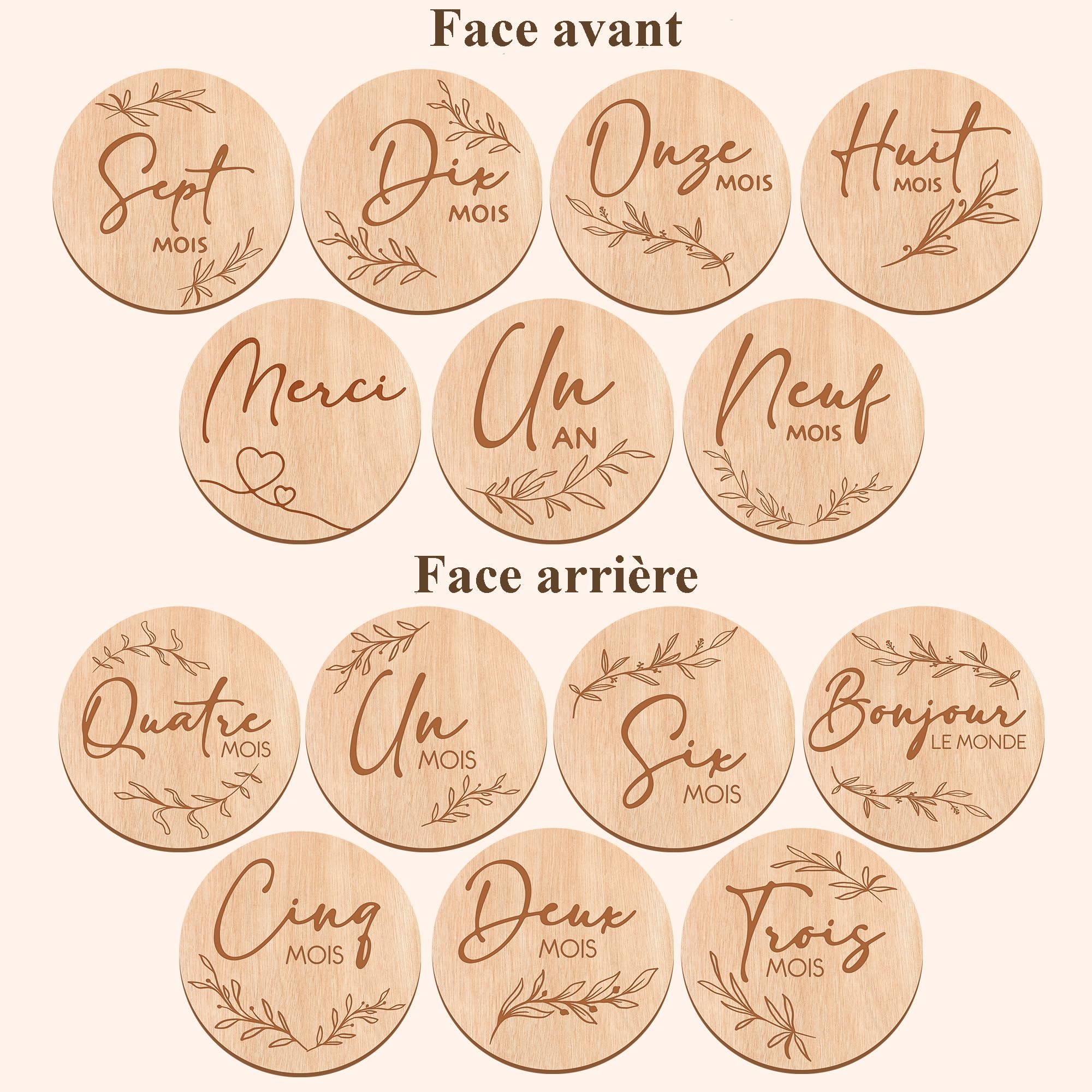 Cartes Étapes Bébé en Bois, Support Inclus – Lot de 7 Cartes pour Nouveau Né - 12 Mois à immortaliser - Idéal Cadeau de Naissance et Cadeau Future Maman