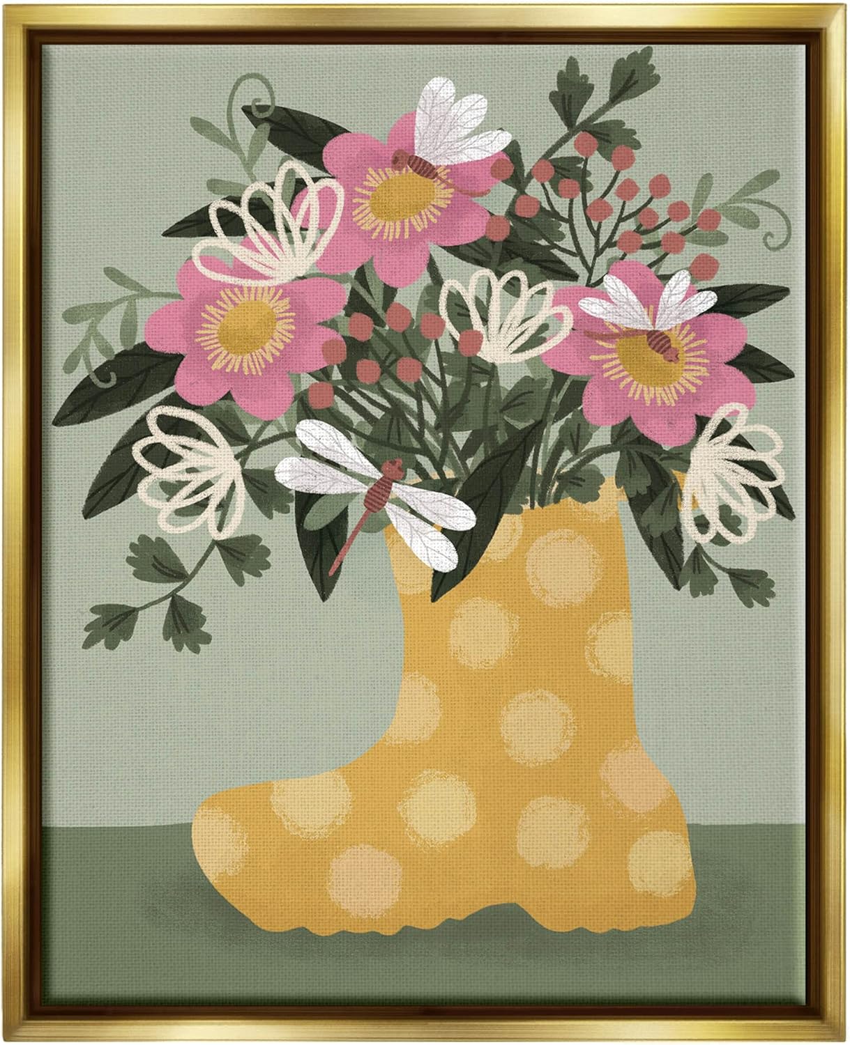 Stupell Industries Casual Dragonfly Garden Bouquet Floating Framed Wall Art, Design by Kristina Hultkrantz