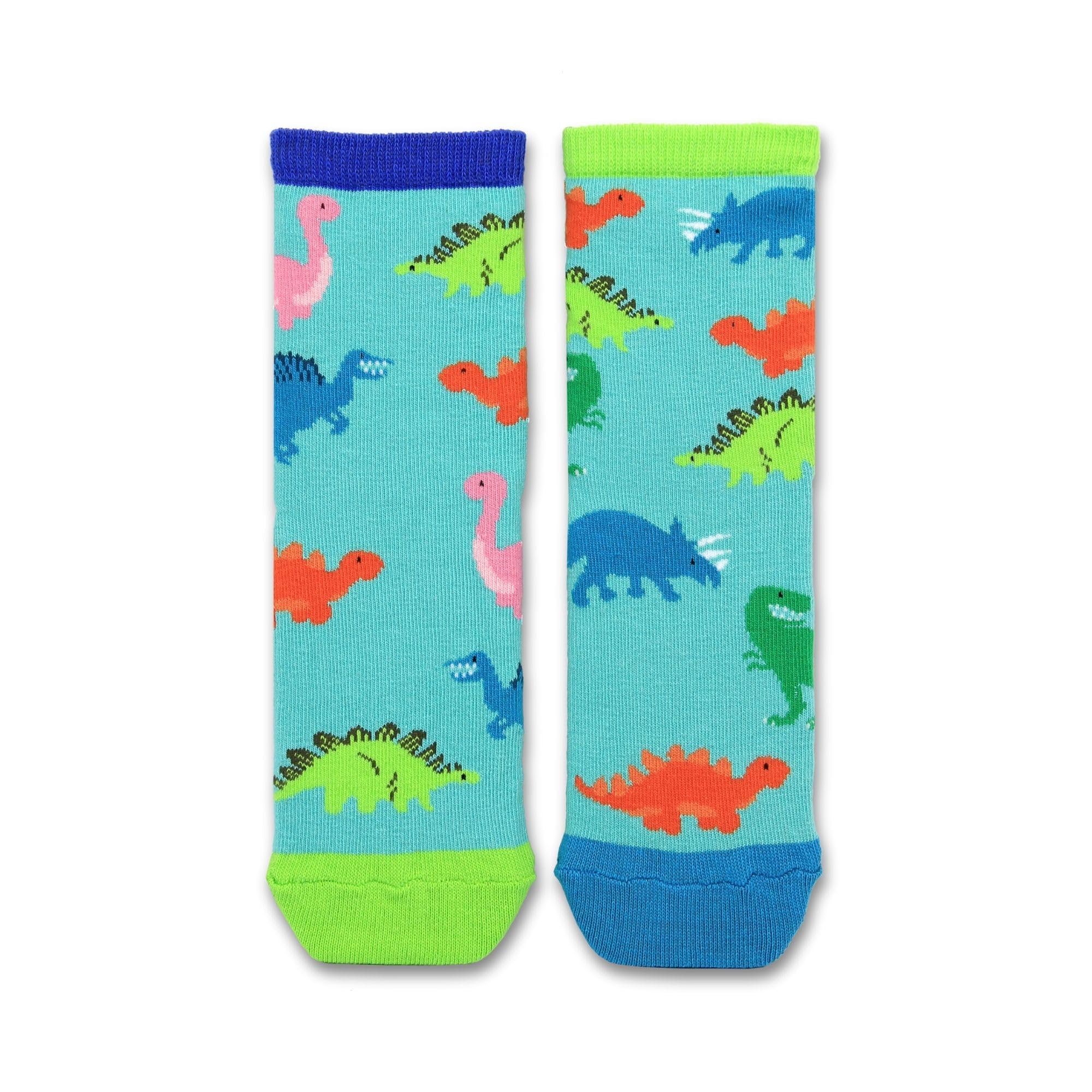 United Oddsocks Bronto Odd Pair For Kids – 1 Mismatched Pair Of Dinosaur Socks – Uk 9–12, Eur 27–30, Us 9.5–13 – Colourful, Cotton Rich Dino Gift For Kids – Fun Socks With Prehistoric Flair