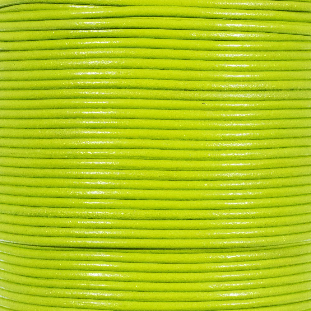 West Coast Paracord25 Yards of Solid Round 2mm Lemon Grass Real and Genuine Leather Cord for use as Braiding String (2mm, Fern)