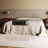 Vista 8 de Sumerflos Portaequipajes de acrílico para habitación de invitados, soporte plegable para maleta con correas de cuero para dormitorio, sala de estar