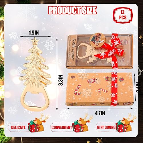 Miniatura 2 de Sliner Abrebotellas de cerveza de Navidad, 12 unidades, muñeco de nieve, tren, árbol, copo de nieve, abrebotellas para mesa, refrescos, bebidas,