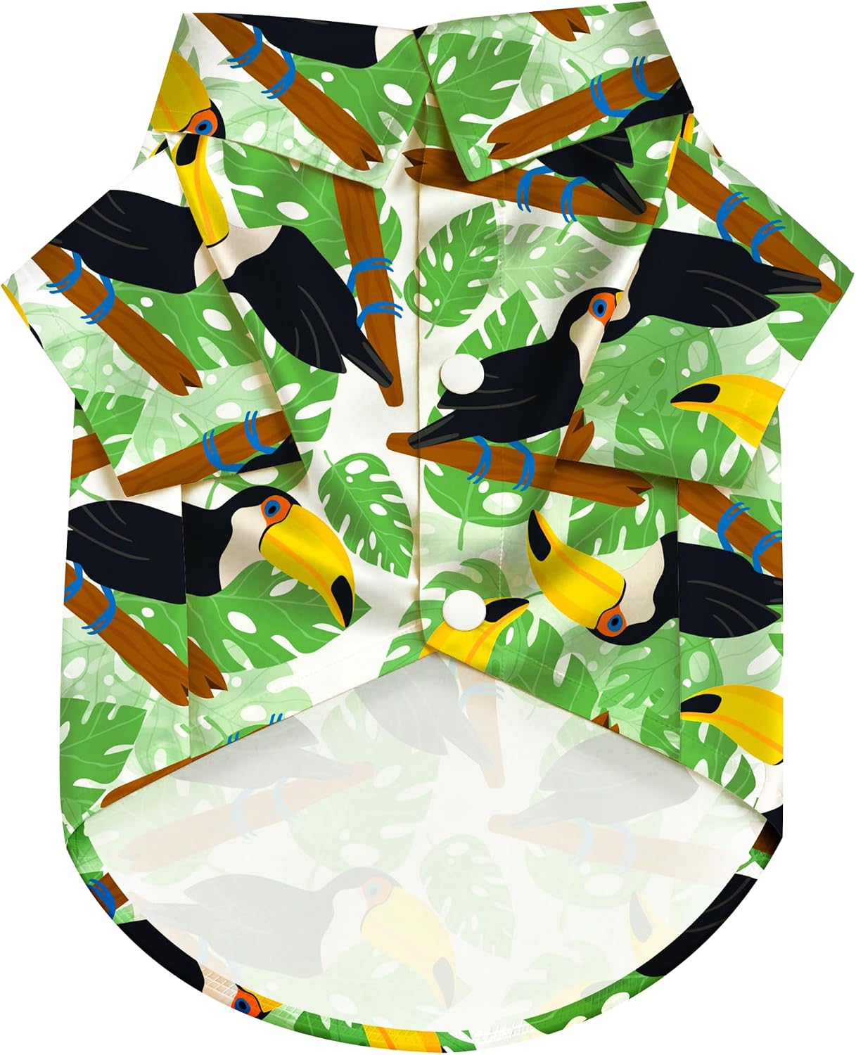 Toucan Hawaii Style Pet Dog T-Shirt, Four-Way Stretch Breathable Light Cool Summer Shirts, Casual Beach Seaside Daily Clothes for Small Size Puppy.Green 4XL