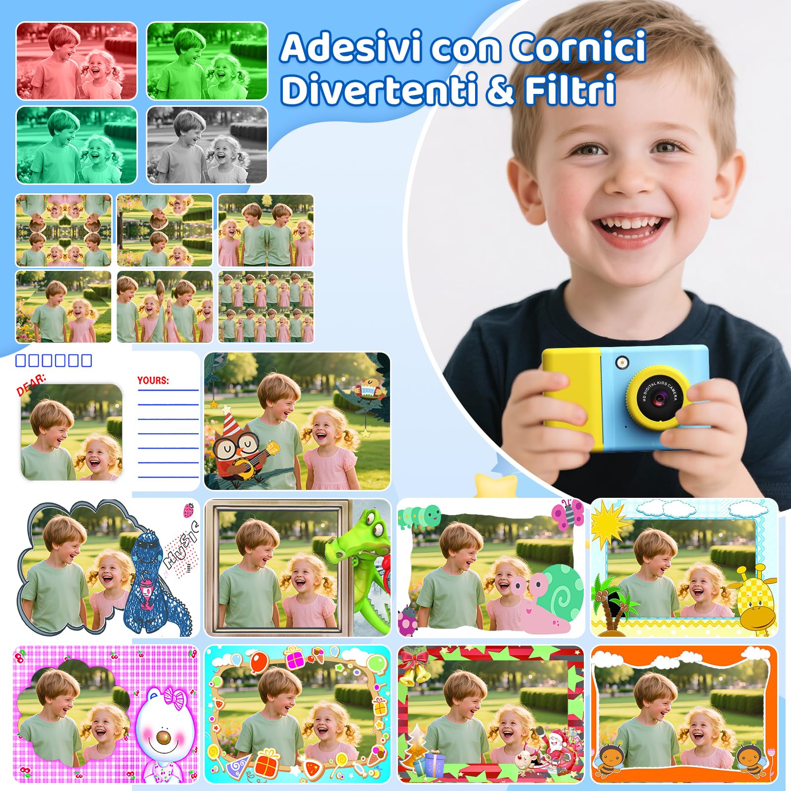 ULEWAY Macchina Fotografica Bambini Istantanea | 2,4" Schermo | 1080P HD Fotocamera Bambini con Flash LED | Scheda SD 32G | Carta per Stampante| Regalo Bambina e Bambino 3 4 5 6 7 8 9 10 11 12 Anni