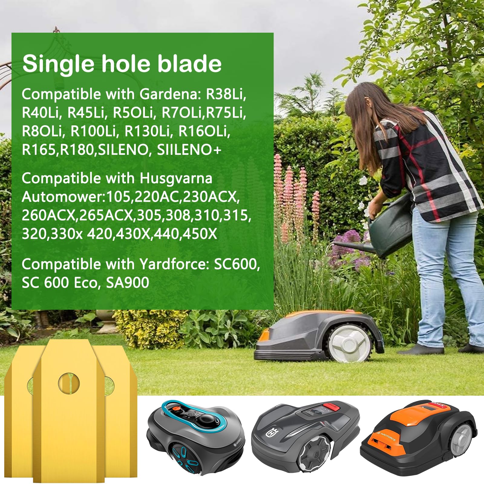 36 sztuk ostrzy do robota koszącego, noże do robota koszącego z 36 śrubami, ostrza do kosiarki ze stali nierdzewnej, kompatybilne z Husqvarna, Gardena, Yard Force, Ferrex, McChulloch