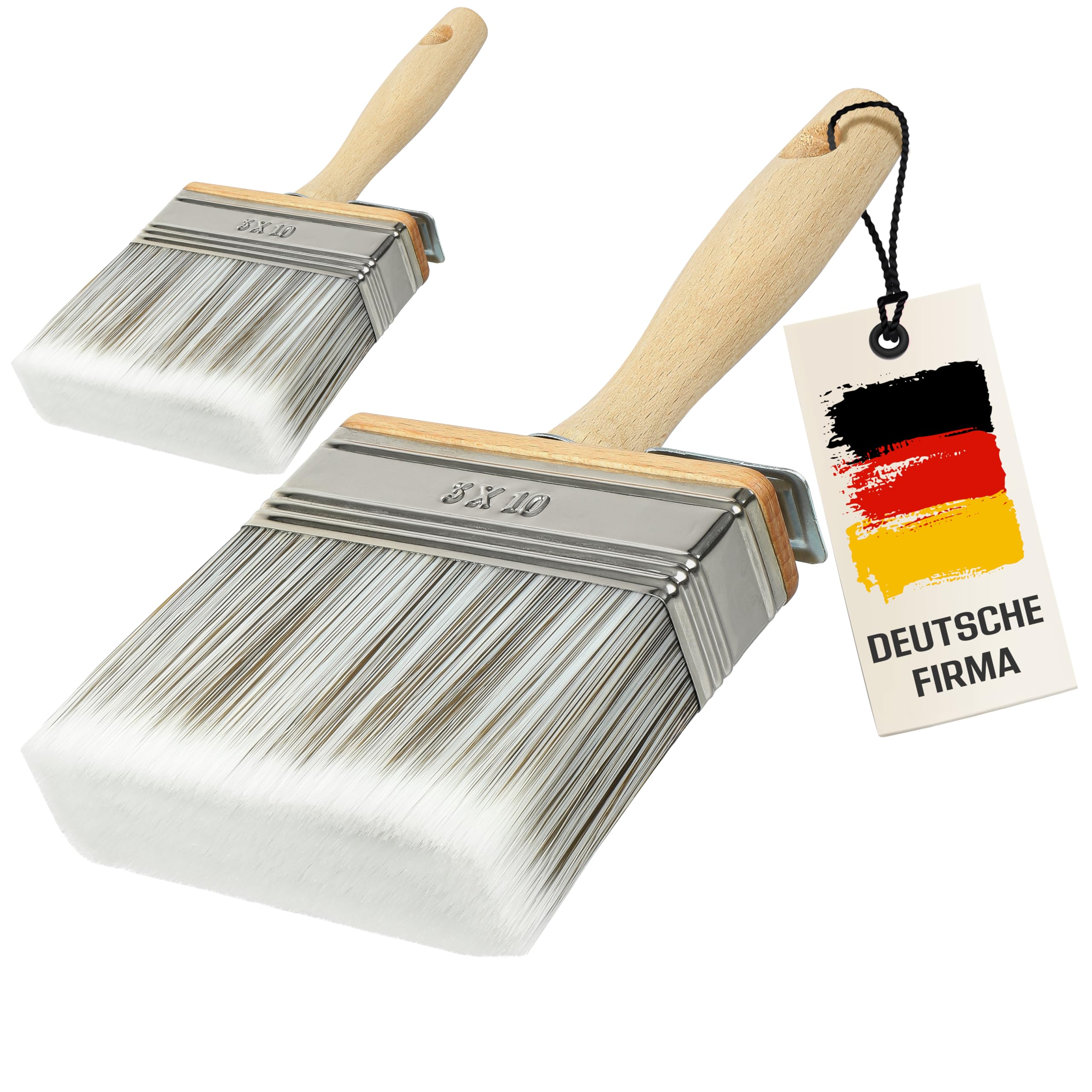 ORGAFLIX Flächenstreicher 100mm Premium - 2er Set - Kein Borstenverlust - Malerset große Flächen, Lasurpinsel, Holz außen, Quast, Borstenpinsel, Malerpinsel breit, Pinsel Möbelfarbe streichen