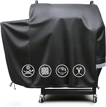 Grill Cover for RecTec RT-590, Recteq Deck Boss 590 Wood Pellet Smoker Grill Adjustable Drawstring, All-Weather Protection, Waterproof,Windproof, Breathable & Tear-Resistant