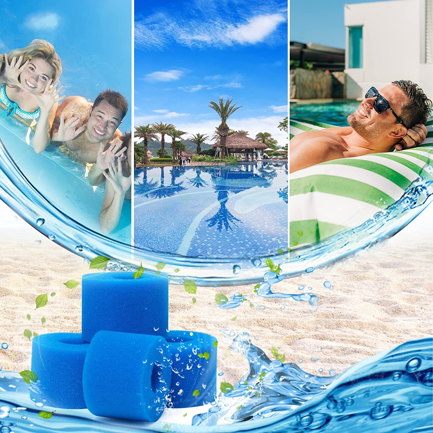 16 filtri per piscina in schiuma filtro per Intex tipo S1, filtro in schiuma per spa, piscina, riutilizzabile e lavabile, spugna di filtraggio tipo S1 (16 pezzi)