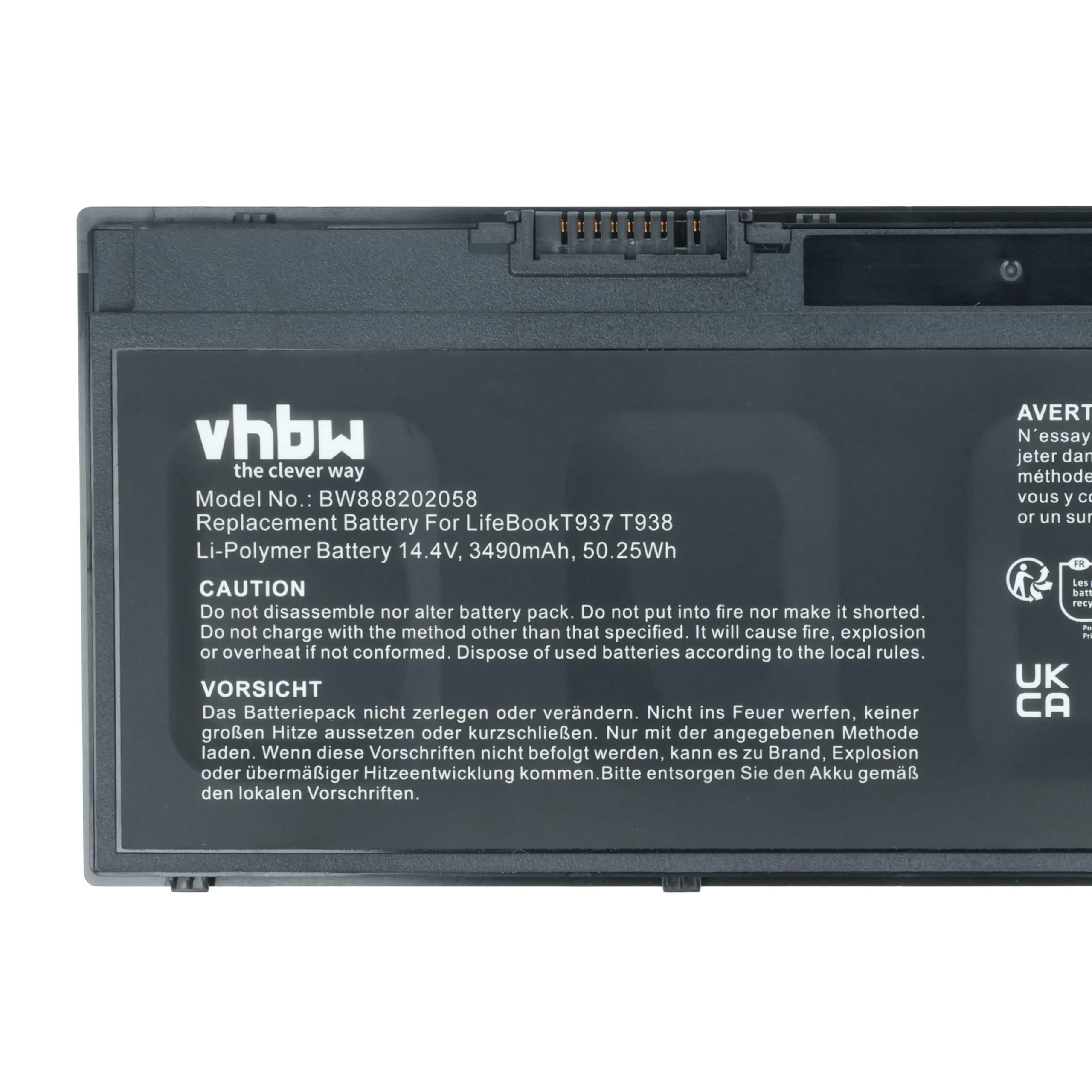 vhbw 1x batería reemplaza Fujitsu 34053269, 34061271, 34076858, 34068253, 34074674 para Notebook (3490 mAh, 14,4 V, Li-Ion)