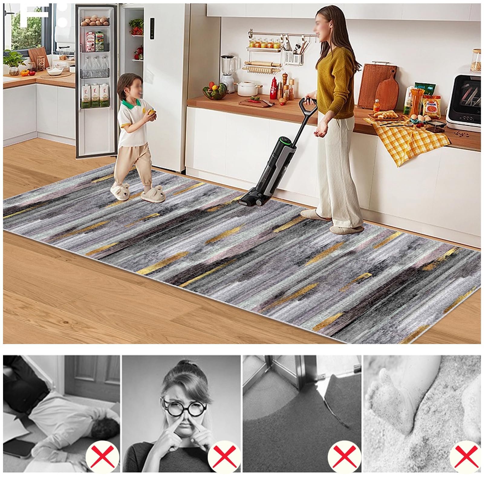 Dywan do korytarza 50 x 350 cm antypoślizgowy dywanik kuchenny zmywalny długi dywan do sypialni krótkie włosie wąski długi dywan wejście do salonu mata chłonna