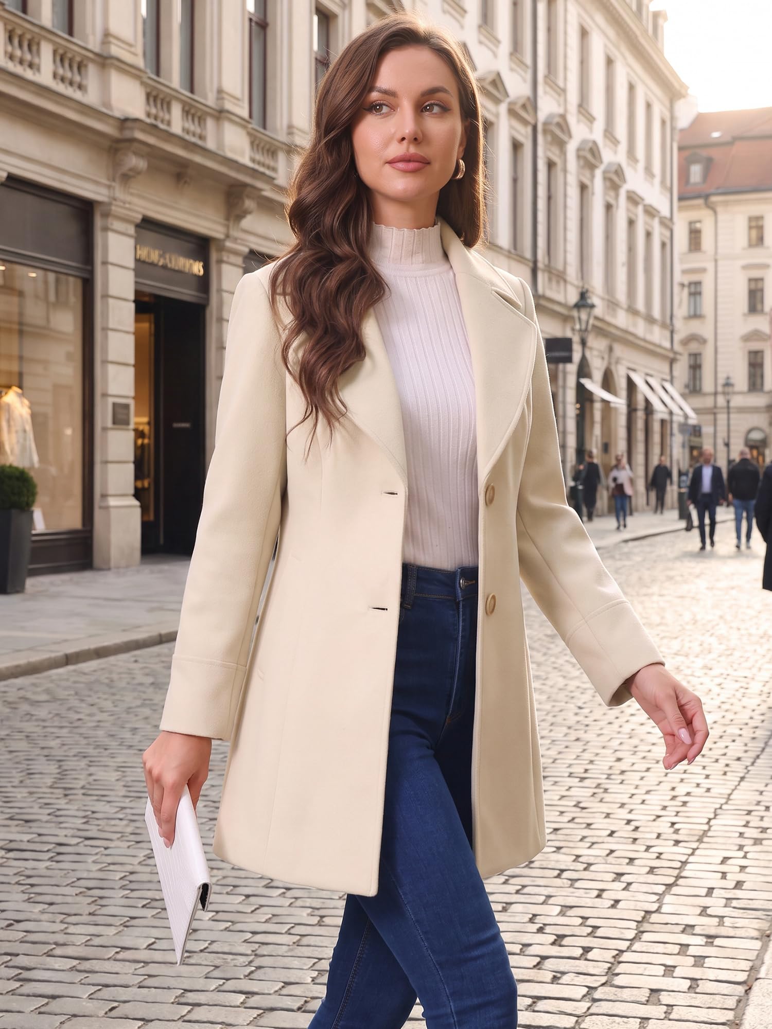 Allegra K Damen Pea Coat Frisch und feminin (1er Pack)