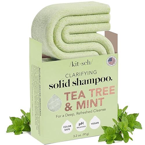 Kitsch Tea Tree  Mint Clarifying Shampoo and Shave Bar Champú anticaspa para hombres y mujeres sin plástico sin sulfato Champú para el cabello para
