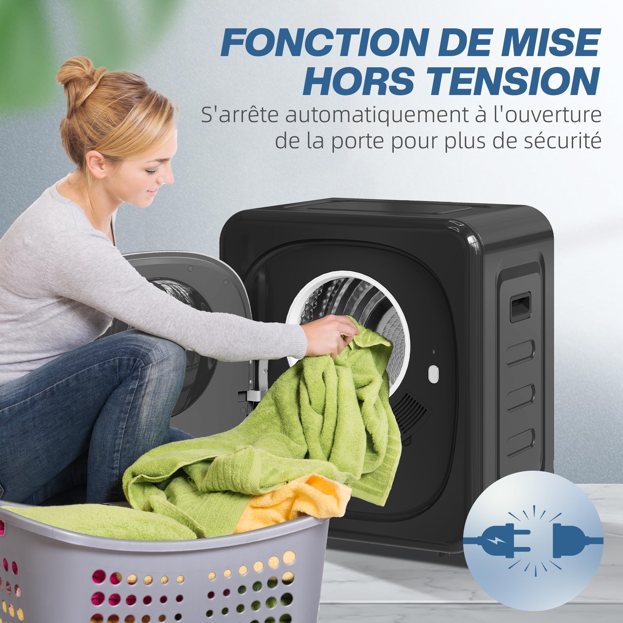 HOMCOM Asciugabiancheria a Scarico Compatto Asciugatrice Elettrica 800W 4Kg con 5 Modalità di Asciugatura, Vasca in Acciaio Inossidabile, Carica Frontale per Appartamento Casa Camper, Nero