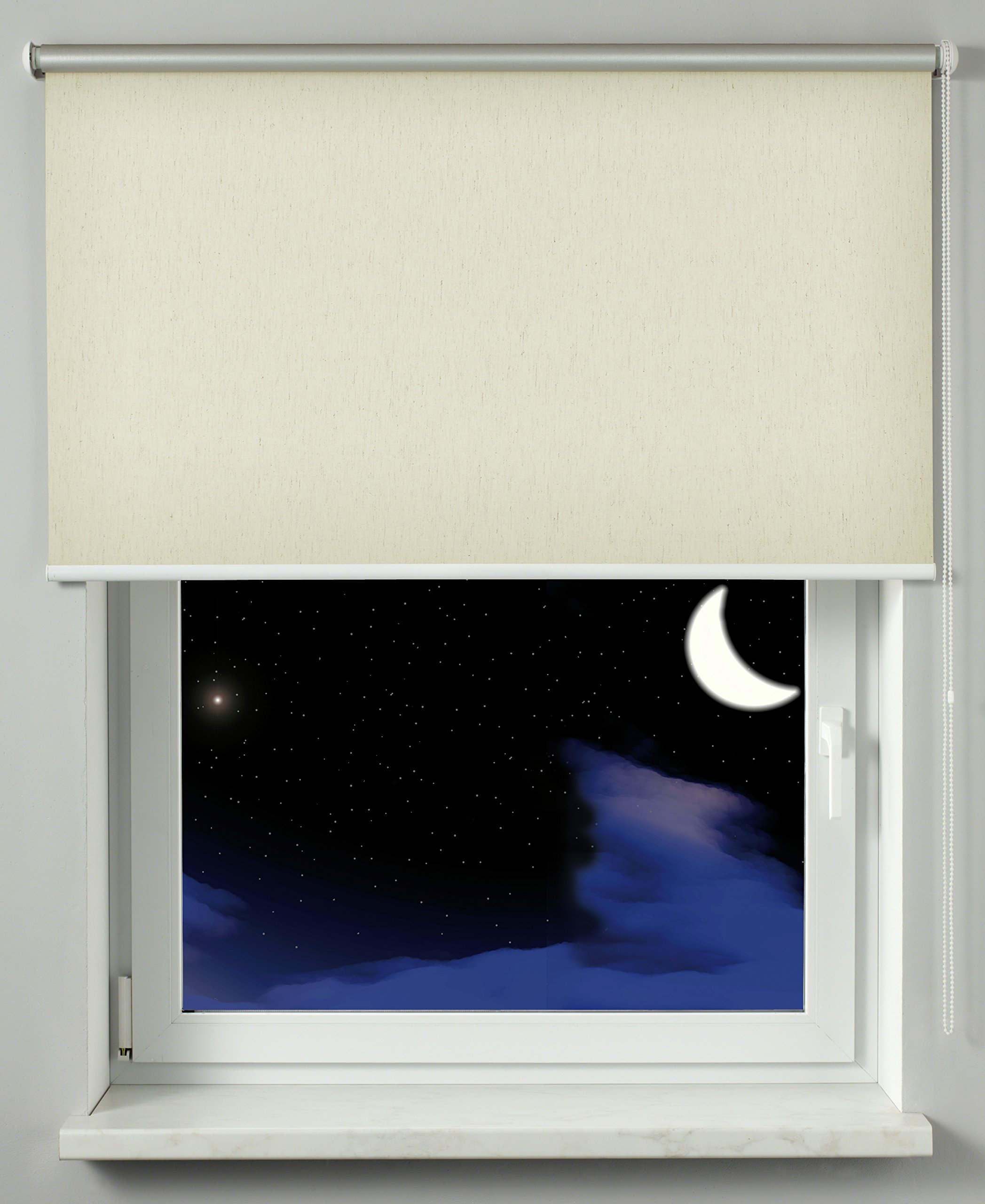 Gardinia Seitenzug-Rollo mit Thermo-Rückseite, Decken-, Wand- oder Nischenmontage, Höchste Lichtreflektion, Energiesparend, Alle Montage-Teile inklusive, Struktur natur, 112 x 180 cm (BxH), 6494112180