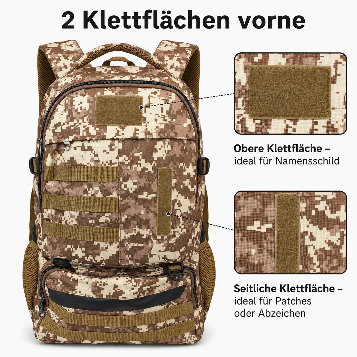 Plecak taktyczny 63 l, męski, 63 l, plecak wojskowy, duży, wodoszczelny, na kemping, plecak turystyczny z systemem MOLLE, moro, plecak maskujący z rzepami na łatki, plecak podróżny na trekking