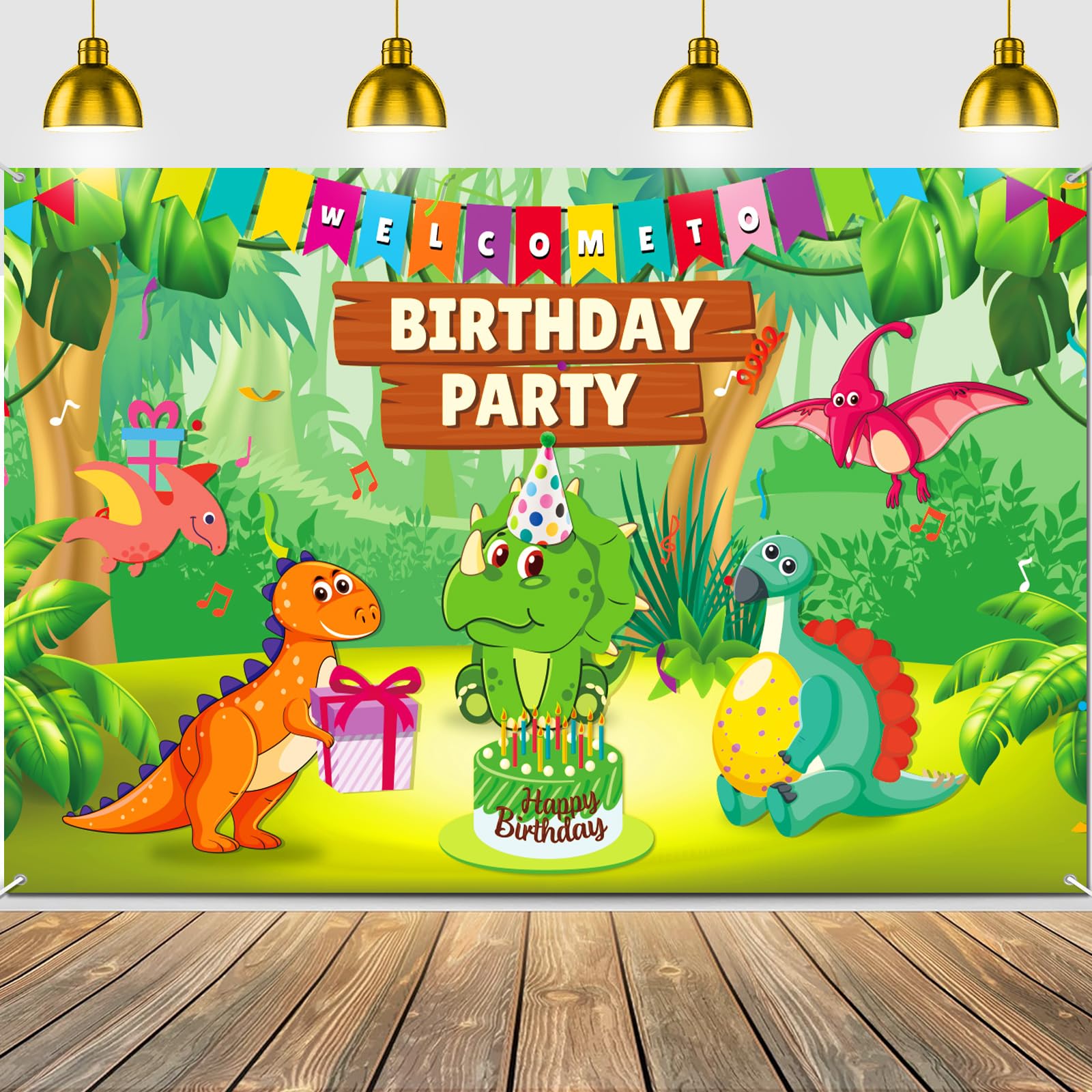 iPartycool Dinosaur Birthday Decorations, Dinosaur Birthday Banner Backdrop for Boys Girl Kids Jungle Dinosaurs Party Decorations Photography Background Birthdays Party Supplies 5.9x3.6Ft