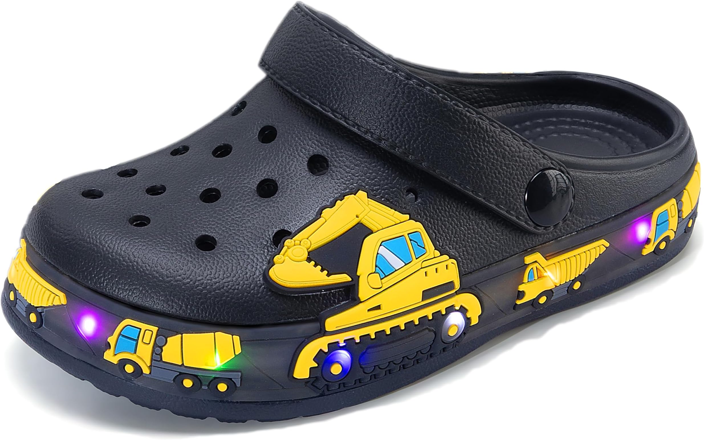 Fur Lined Toddler Clogs Kids Slippers Fuzzy Light up Sandals Boys Girls Garden Shoes Winter Warm Cartoon Slides Slip on Lightweight