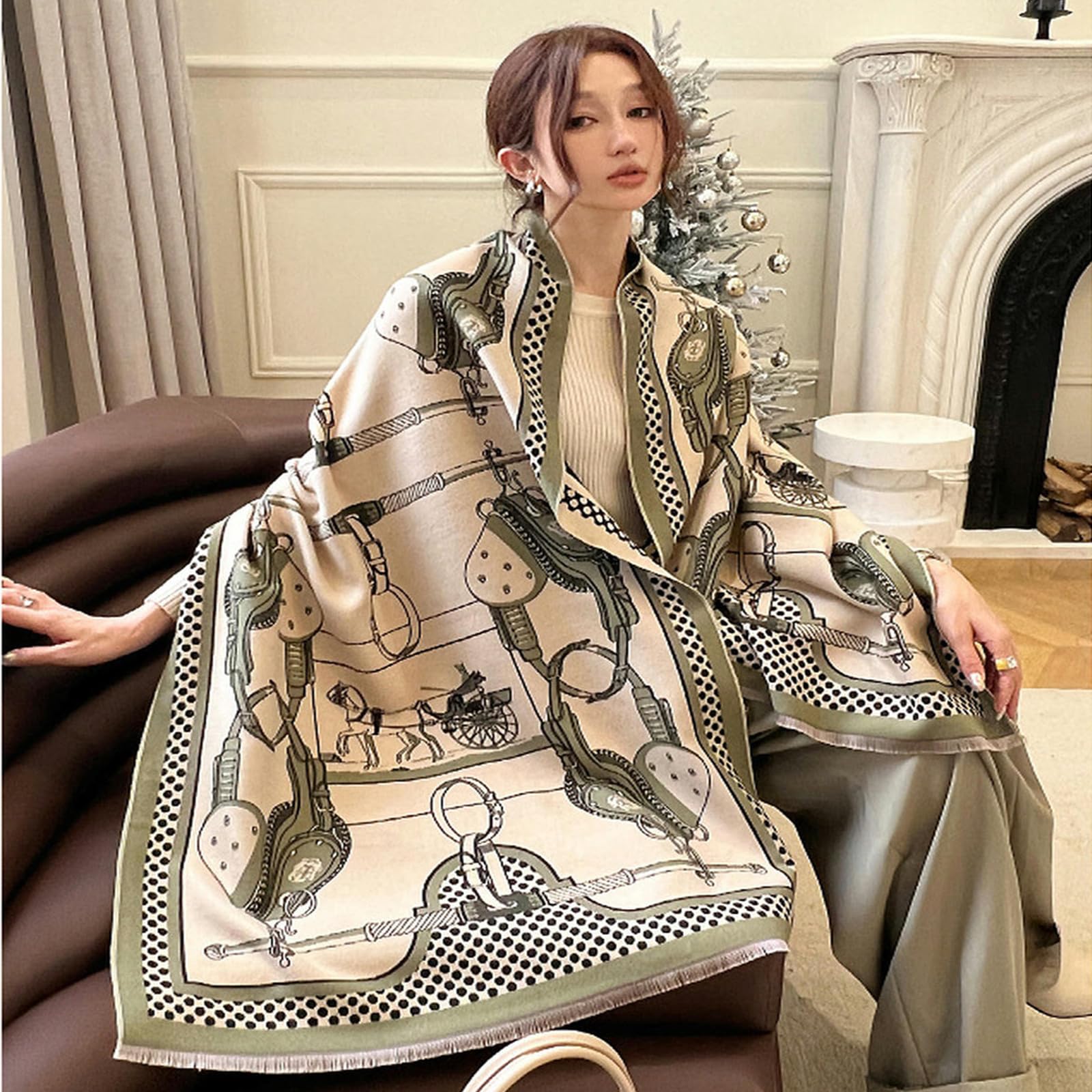 Sciarpa Donna Sciarpa Invernale in Cashmere per Donne, Sciarpa Jacquard, Scialle alla Moda E Versatile, Calda E Lussuosa per Le Donne, Regalo-Rosso