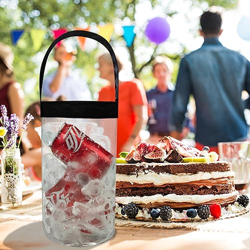 Miniatura 6 de Paquete de 2 bolsas de vino helado, portátil, plegable, transparente, con asa, enfriador de botellas de vino, cubo de hielo para exteriores, 25.4 fl