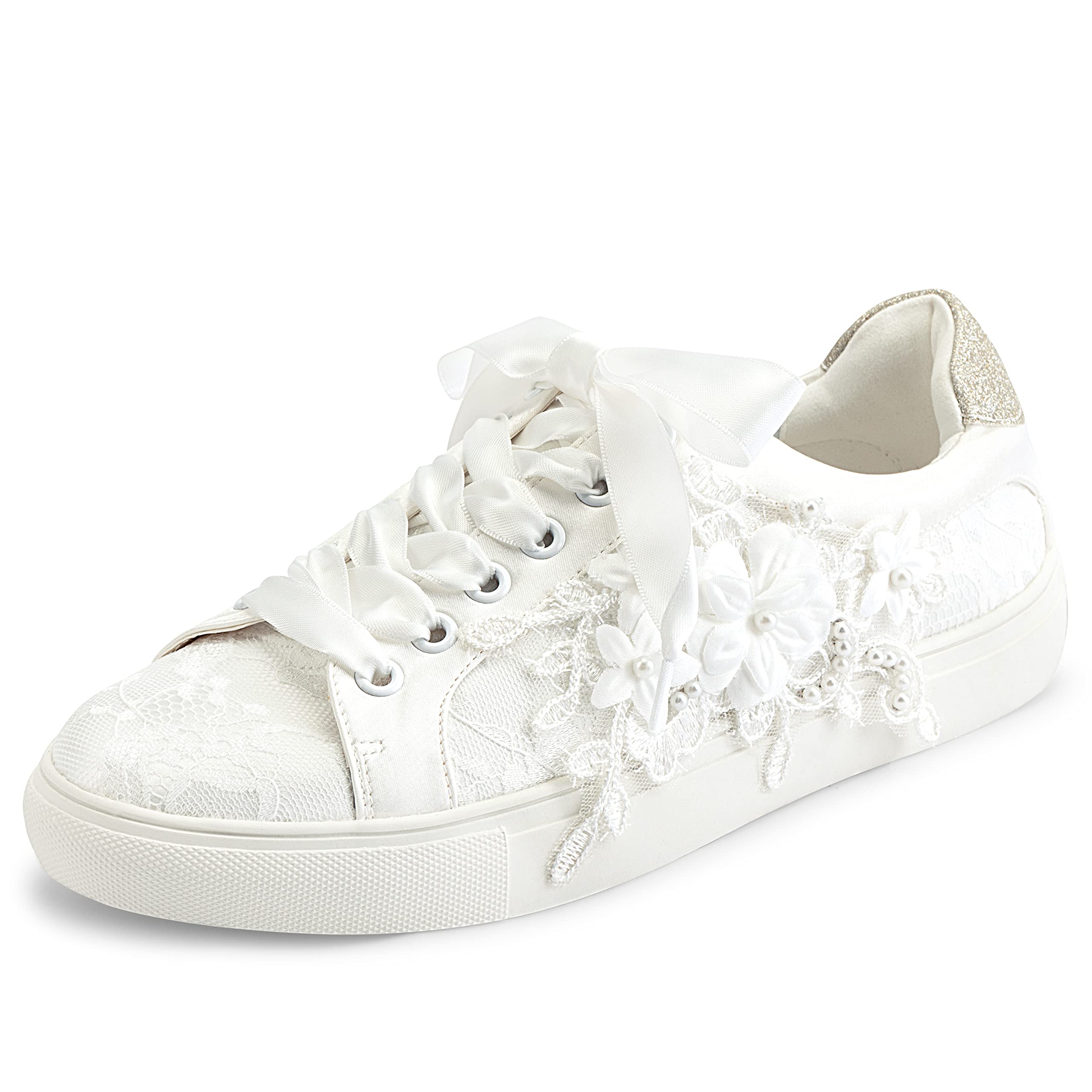 JIAJIA 8837A Scarpe da Sposa Scarpe da Ginnastica Appartamenti Sposa Tennis Scarpe Pizzo Scarpe da Ginnastica