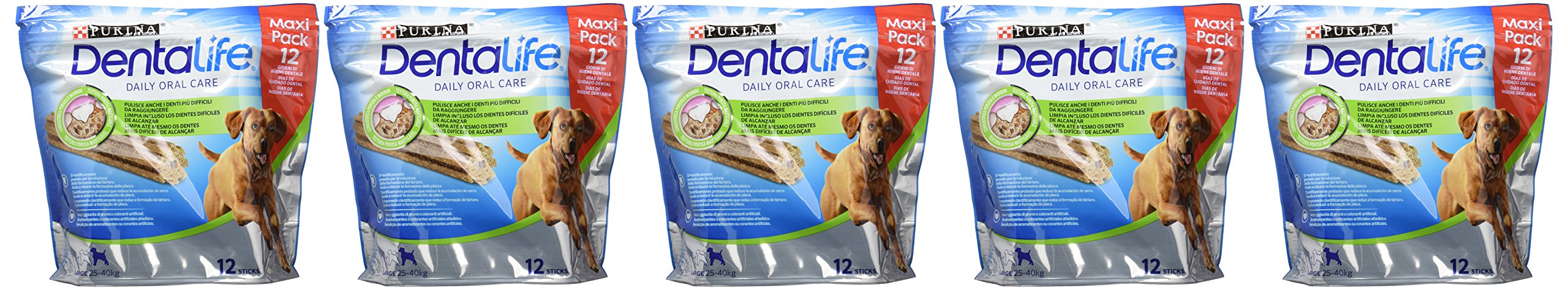 PURINA DENTALIFE Daily Oral Care Snack per l'Igiene Orale per Cani Adulti Stick con Pollo 5 Confezioni da 426g