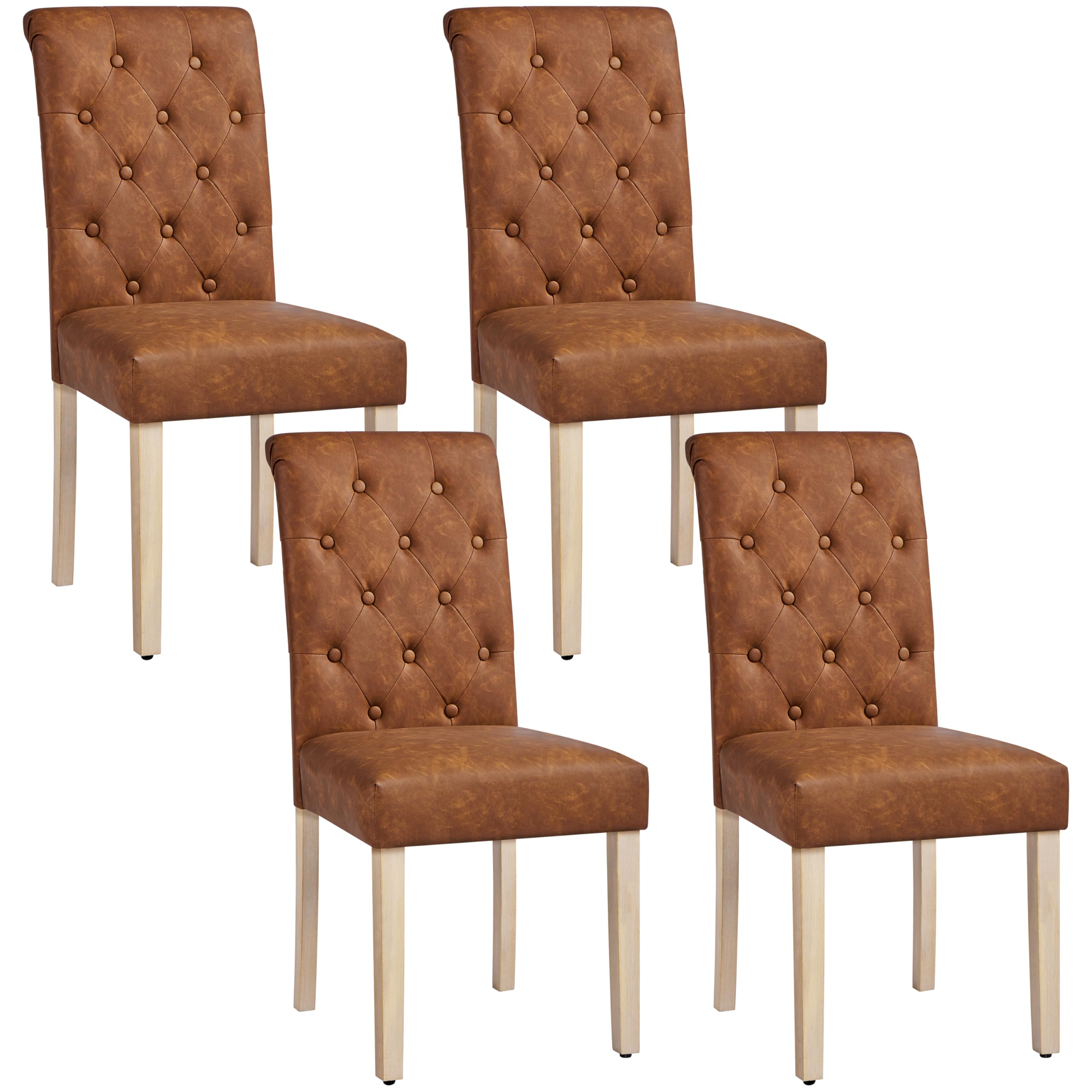 Yaheetech Juego de 2 Sillas de Comedor Silla Acolchada con Respaldo Alto Patas de Madera Silla Tela para Comedor Cocina Negra — view 16