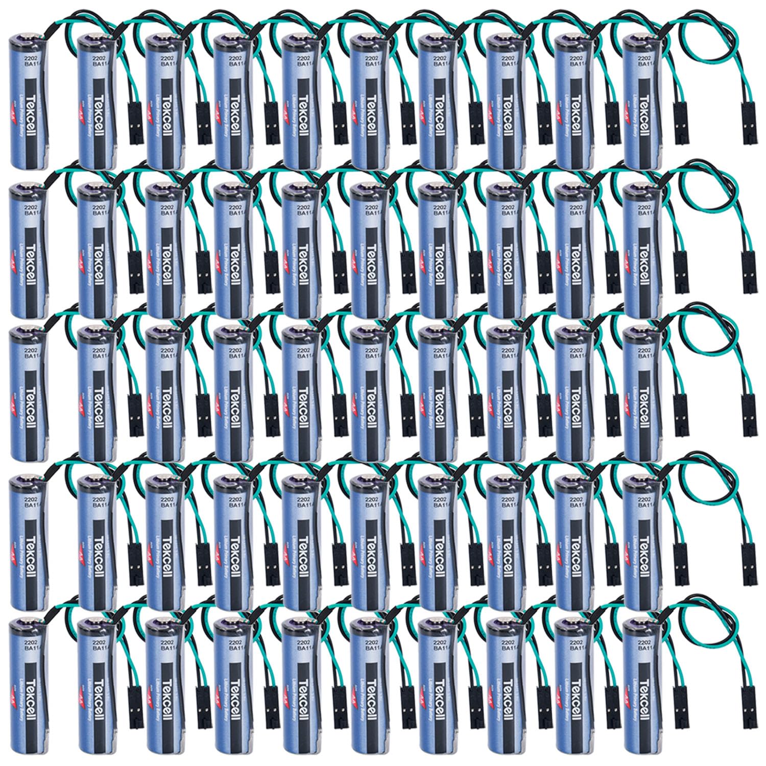 50-Pcs SB-AA11 AA Lithium Non-Rechargeable Battery 3 6V 2400mAh for Tekcell SB-AA11 Battery with Black Plug 3 6
