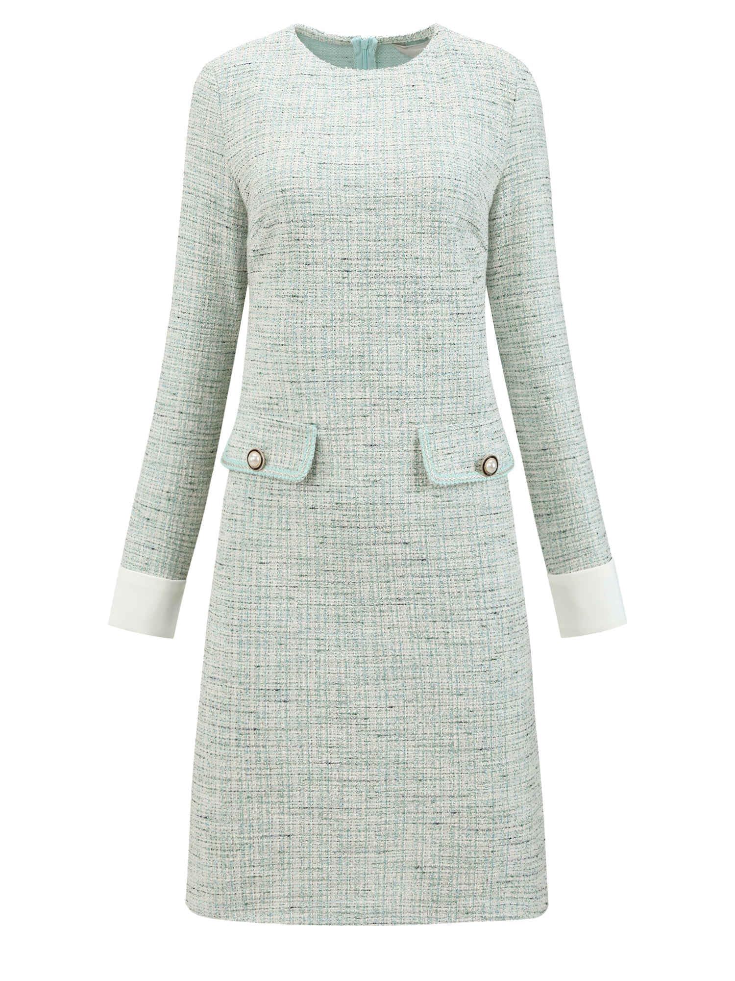 Womens Tweed Dress Formal Work Long Sleeve Sheath Dresses